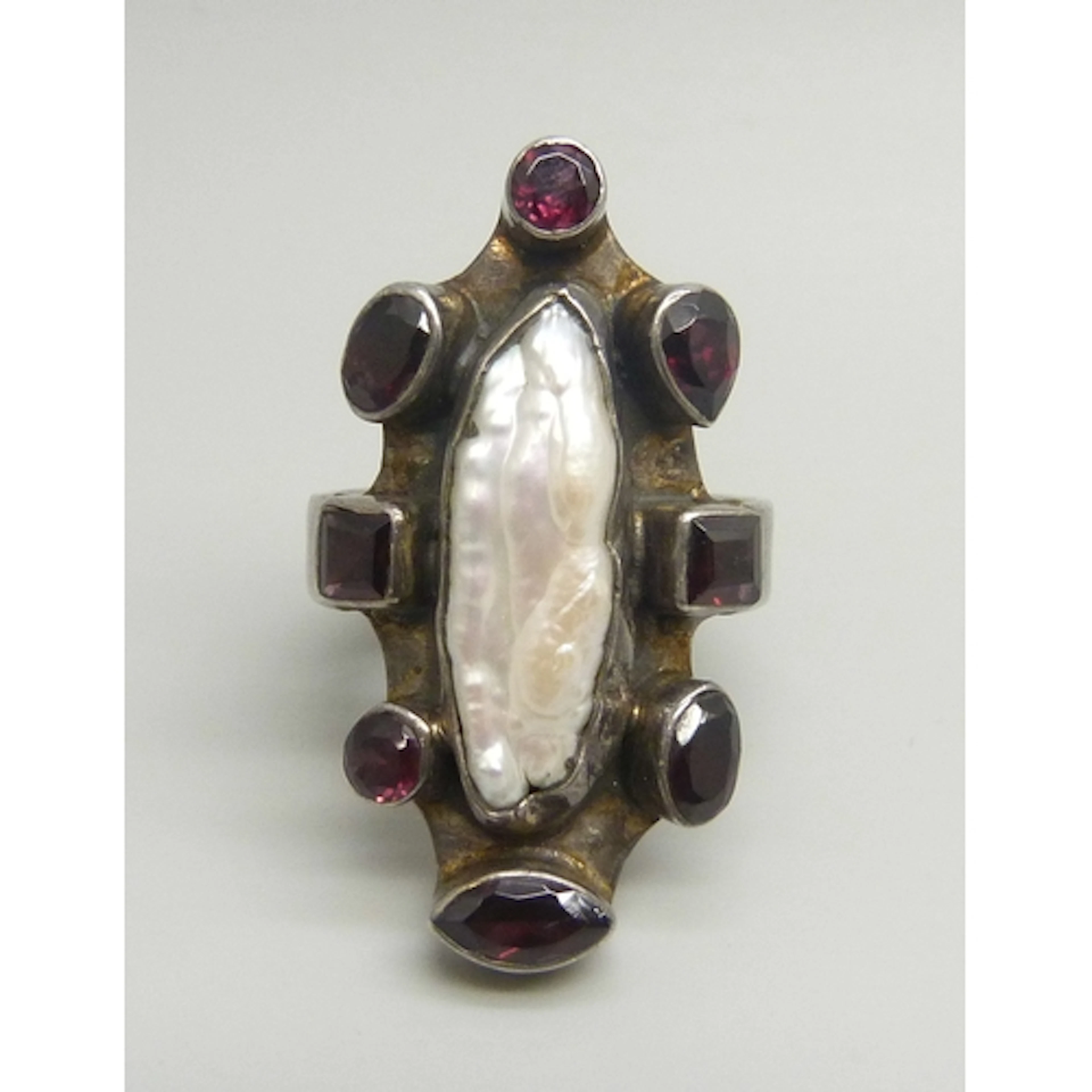 A statement Austro-Hungarian style silver, keshi pearl and g...