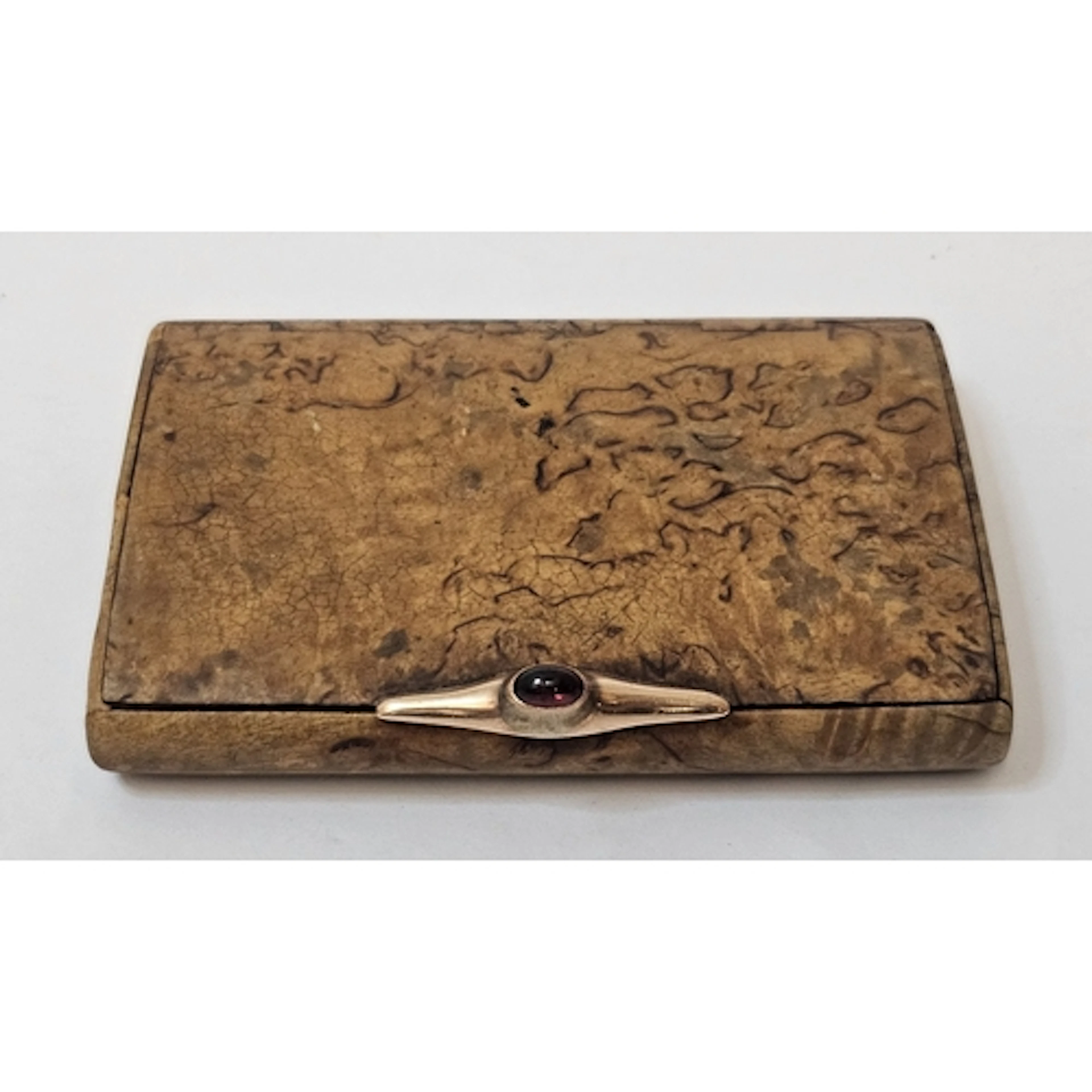 Antique Burr Wood Cigarette/Card Case with 14ct gold metal c...