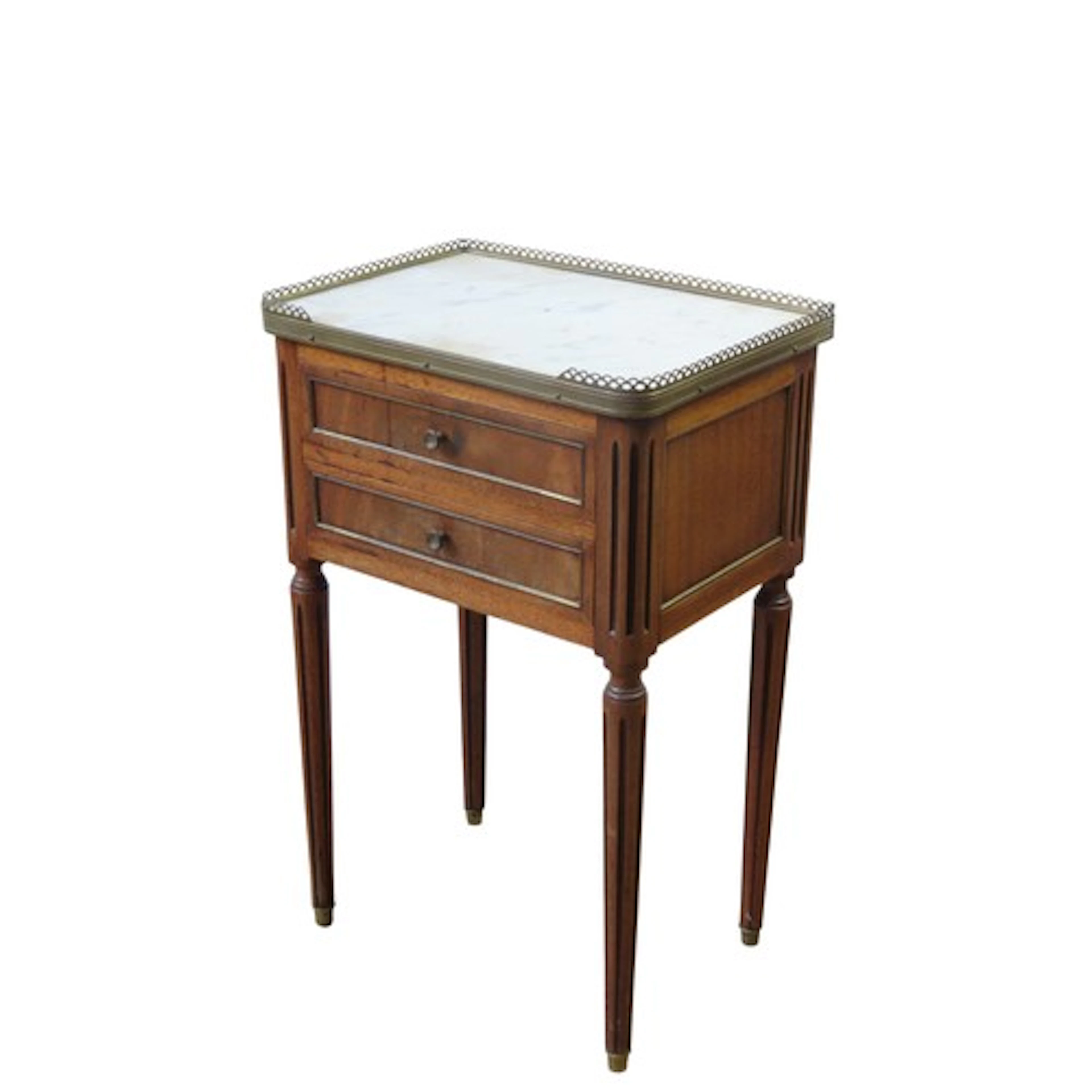 A LOUIS XVI-STYLE SIDE TABLE the marble top enclosed within ...