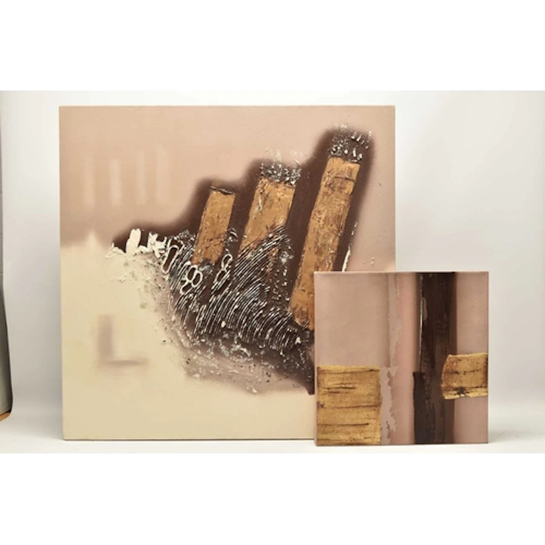 LINDA CHARLES (BRITISH 1969) TWO ABSTRACT STUDIES ON CANVAS,...