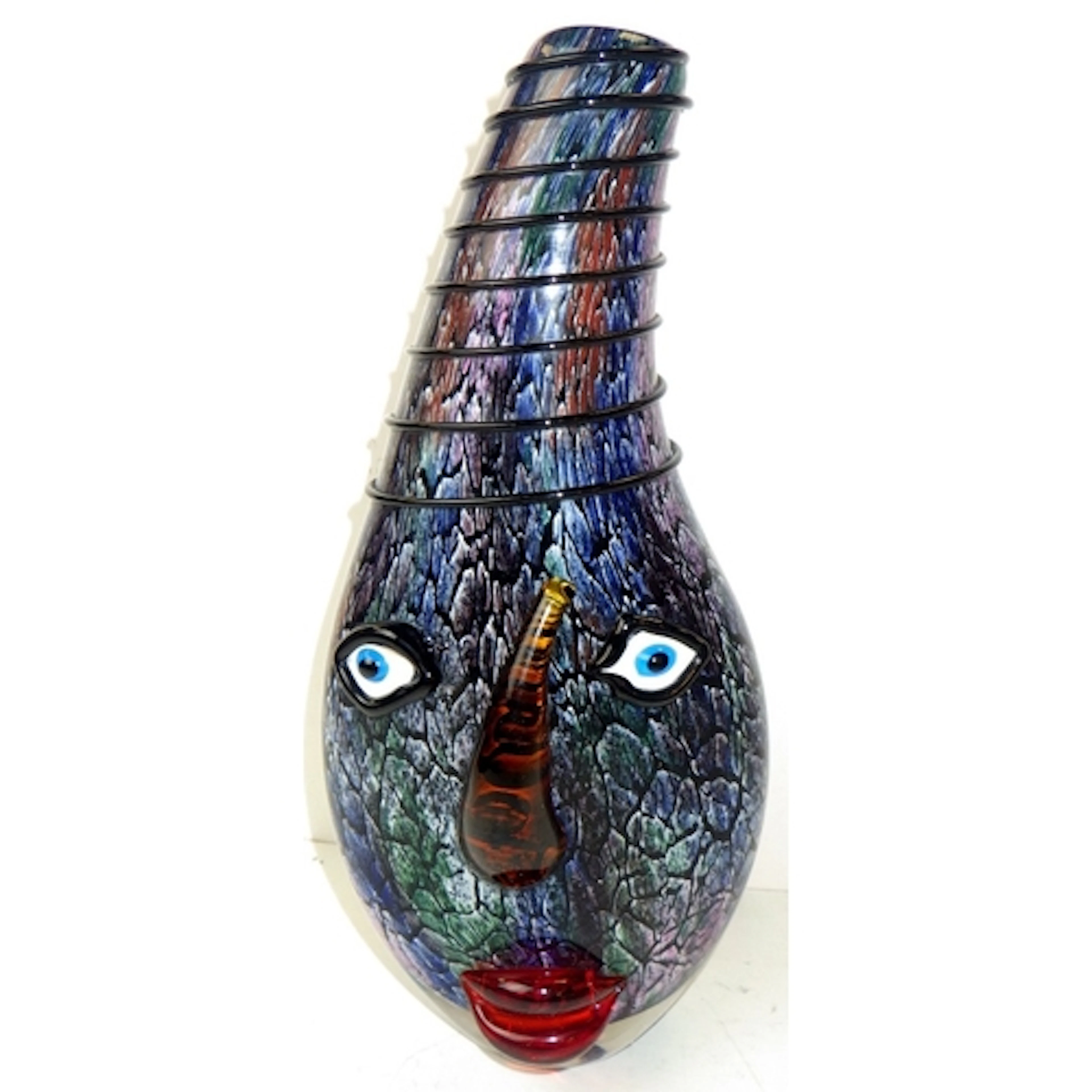 A Picasso style glass 'face' vase, 31cm tall