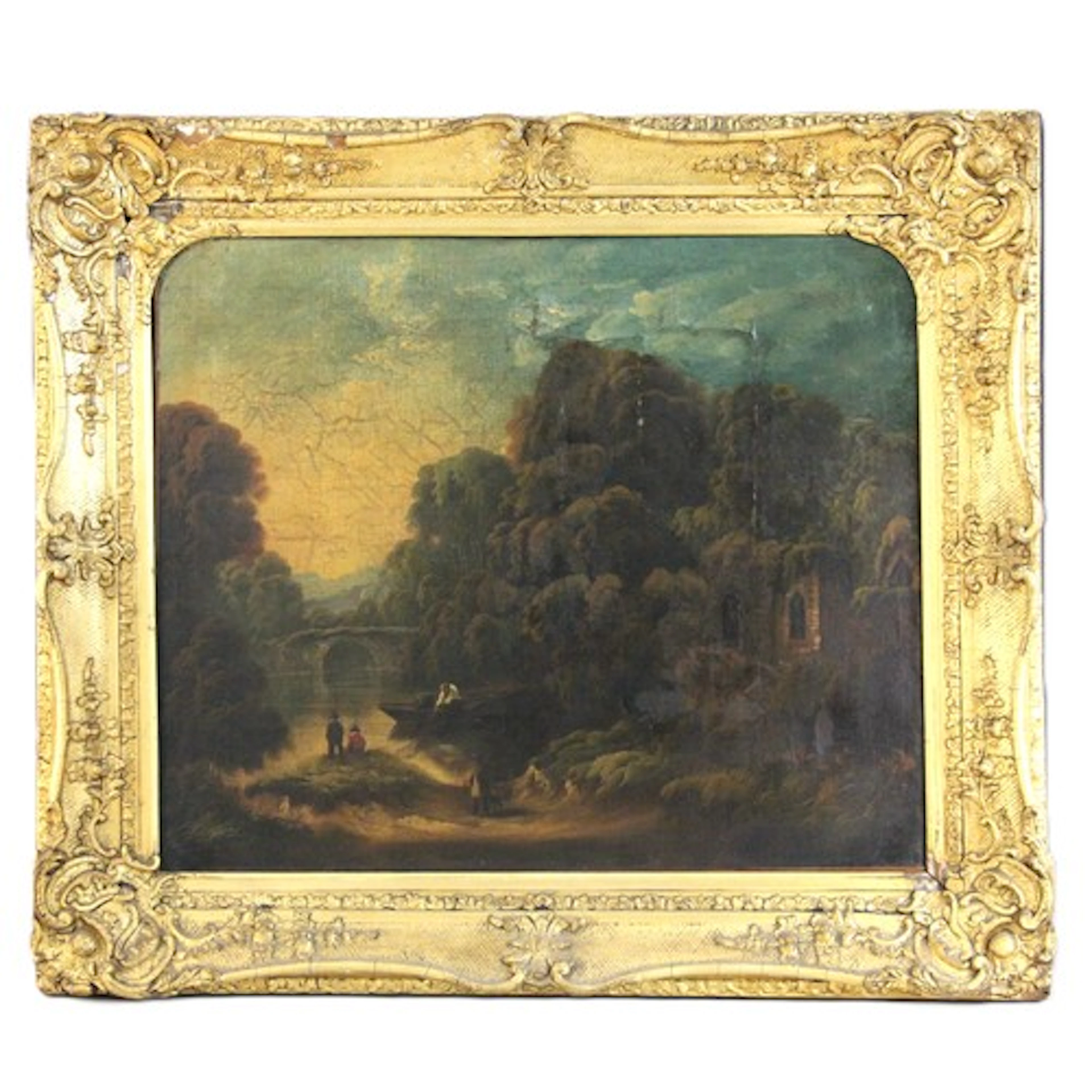 English school (19th century), Figures watching a fisherma...