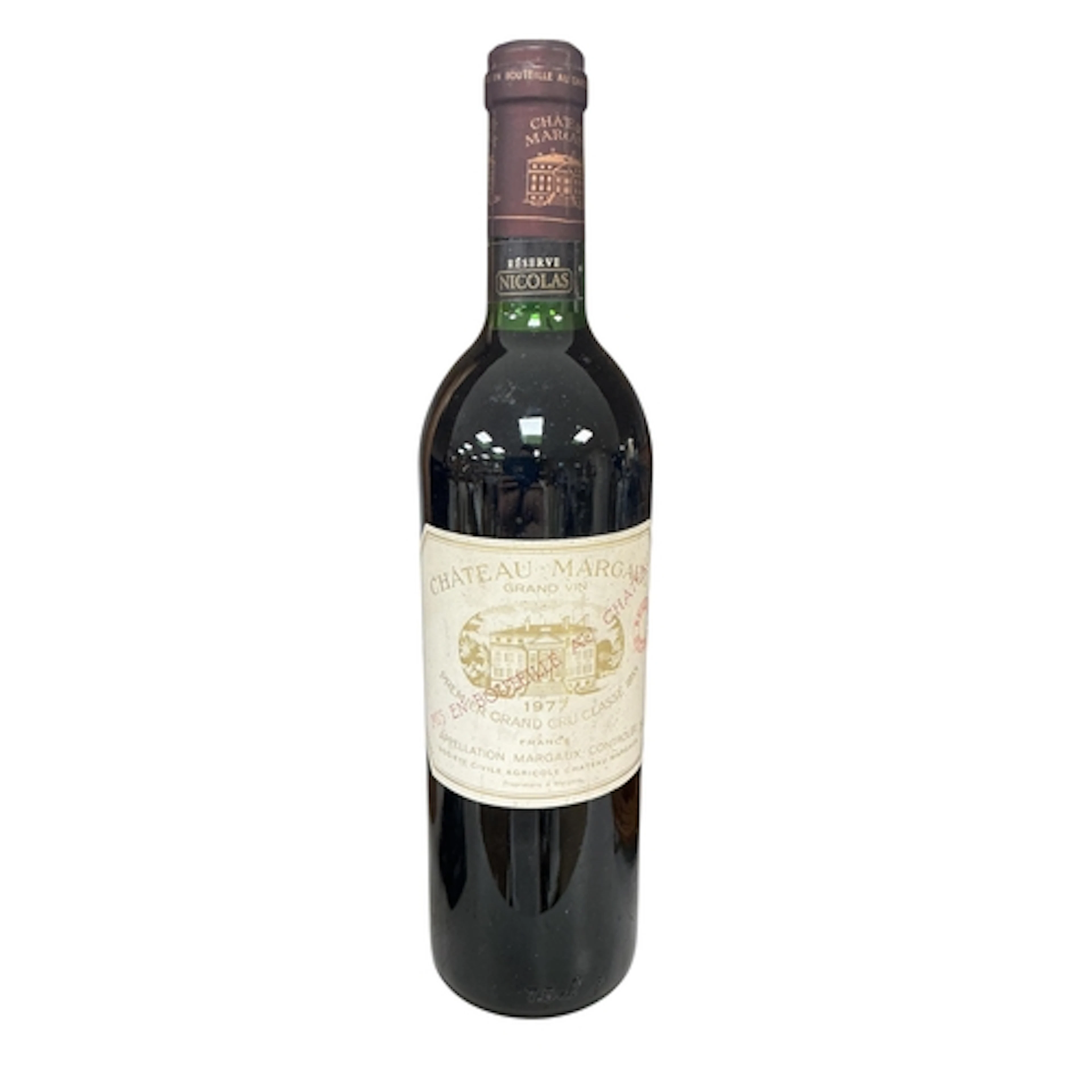 A bottle of Chateau Margaux Premier Grand Cru Classe, 1977...