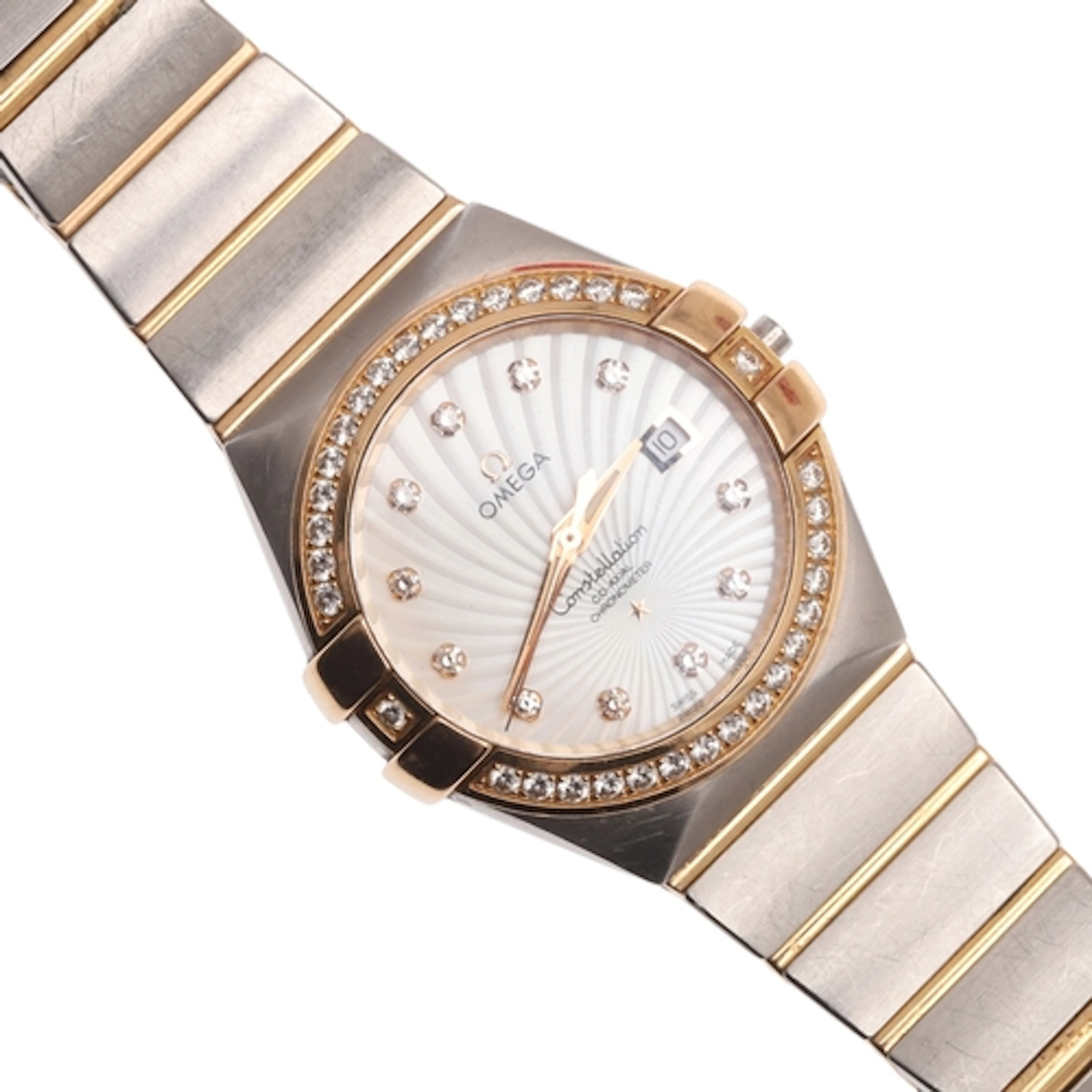 A LADY'S STAINLESS STEEL, GOLD AND DIAMOND CONSTELLATION CO-...