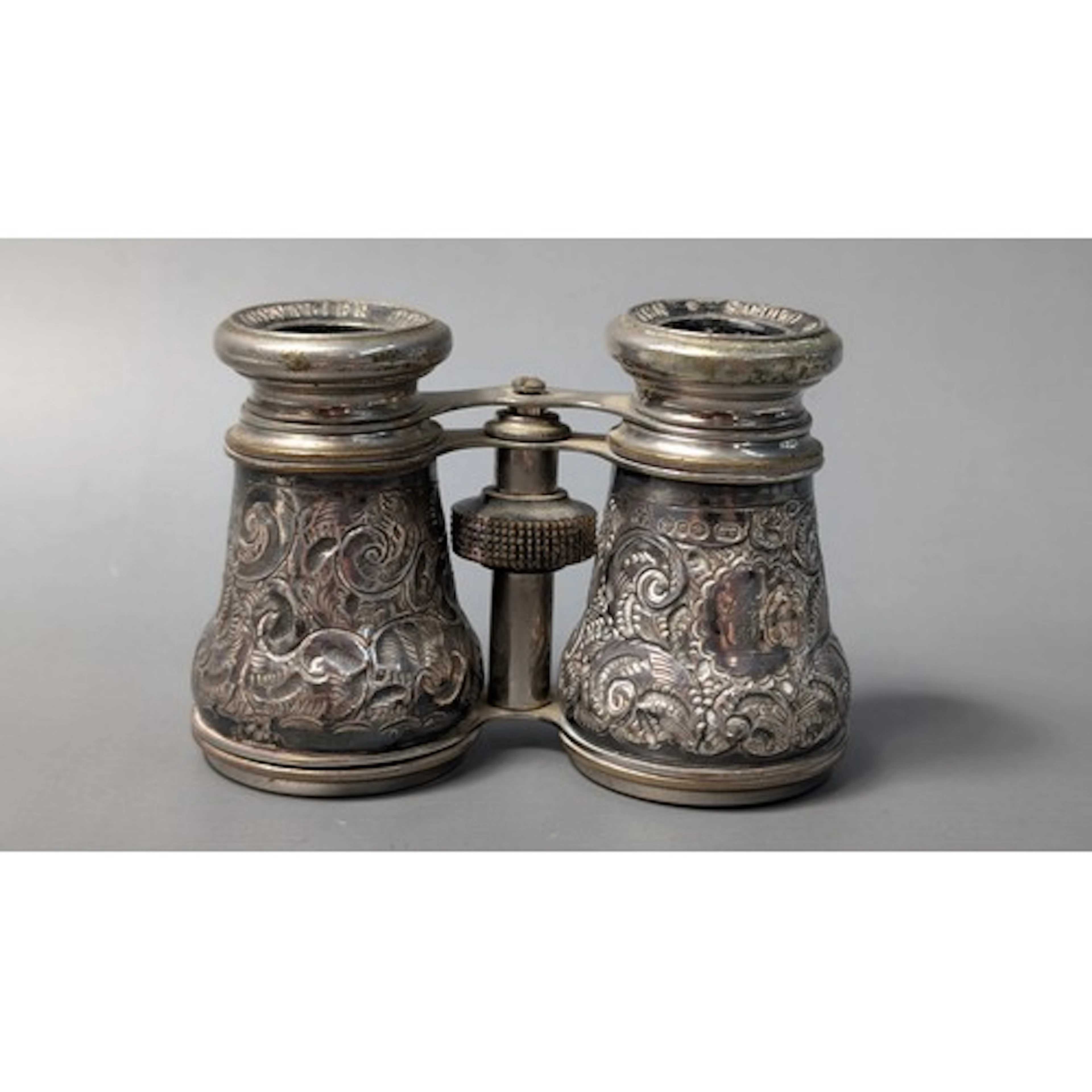 Late Victorian pair of silver mounted brass opera glasses, t...