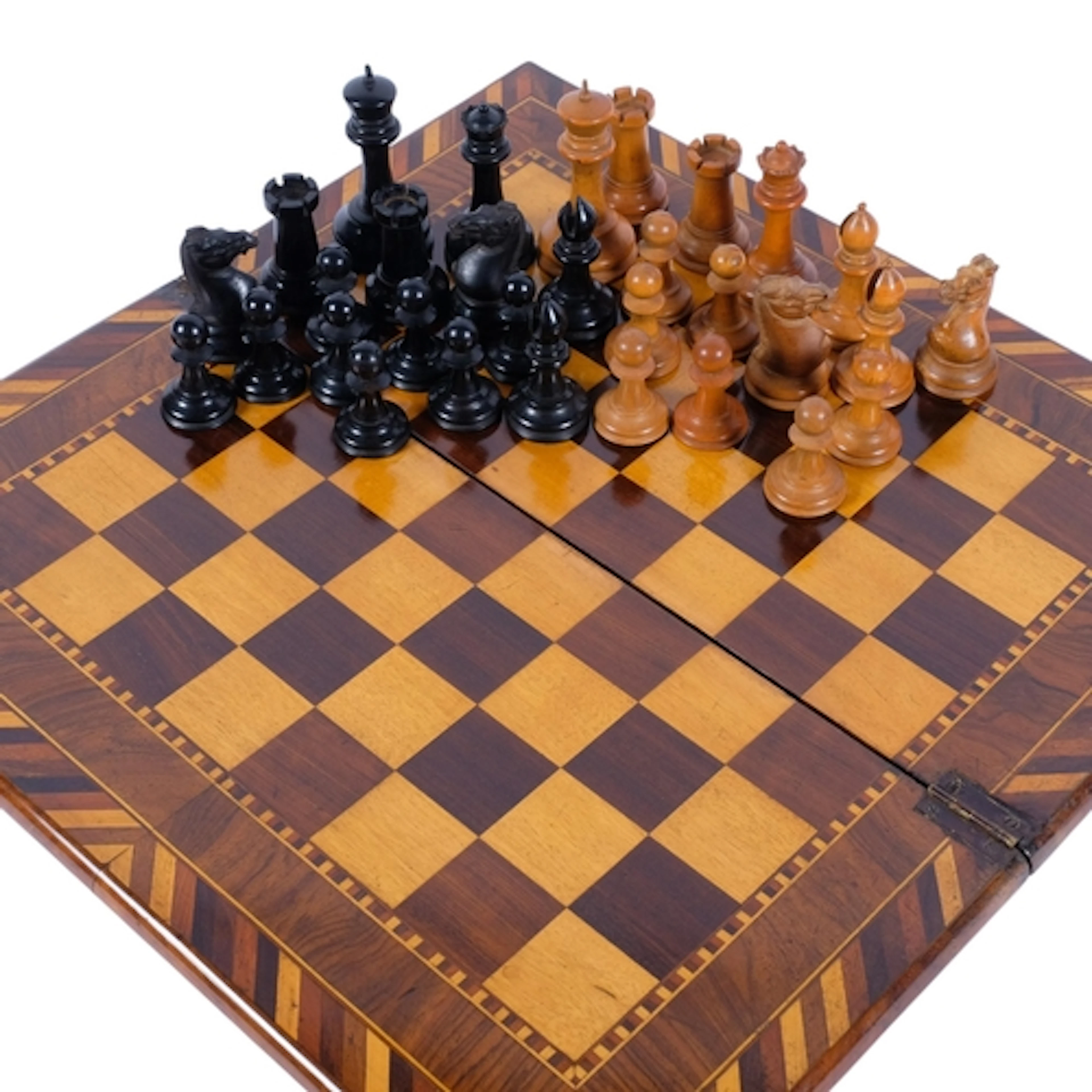 A Vintage boxwood and ebonised chess set, and an Antique spe...