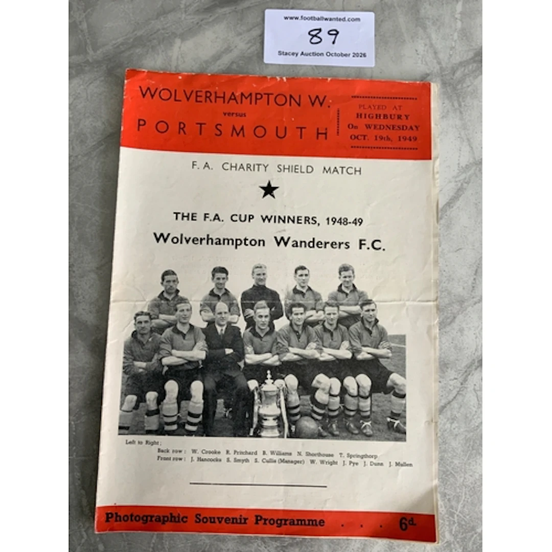 1949 Pirate Charity Shield Football Programme: Wolves v Leic...