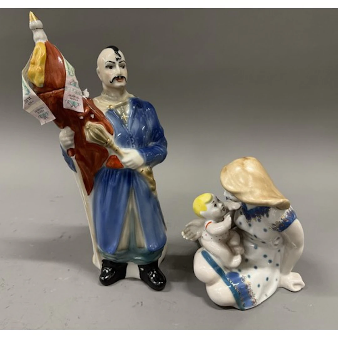Russian Polonne Porcelain Factory (PZK) figures to include a...