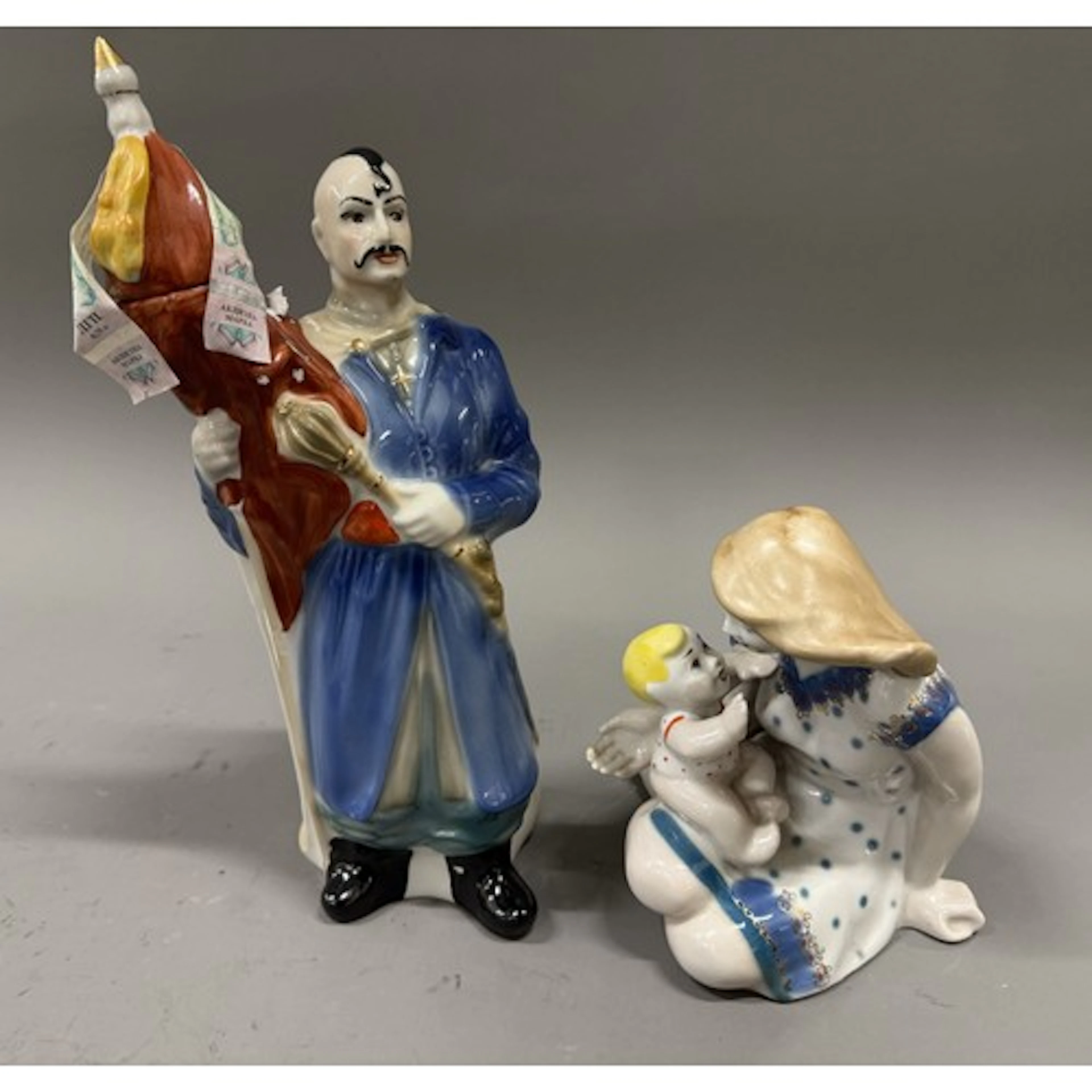 Russian Polonne Porcelain Factory (PZK) figures to include a...
