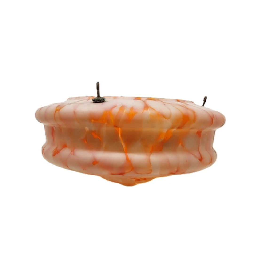 THREE VARIOUS 20th CENTURY PRE-WAR POLYCHROME GLASS LAMP SHA...
