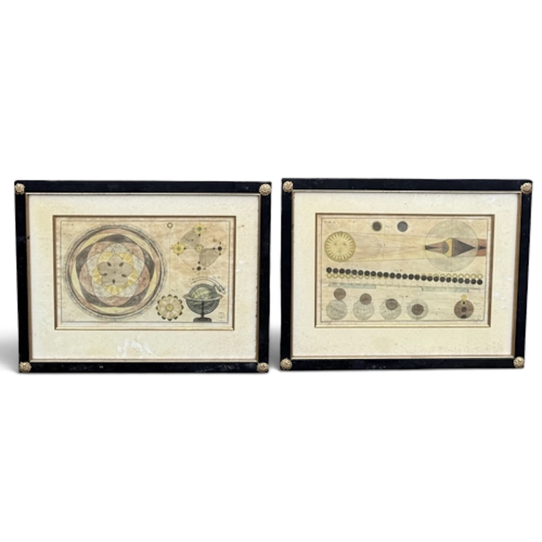 J. MYNDE: TWO ASTRONOMY ENGRAVINGS CIRCA 1800 Hand coloured....