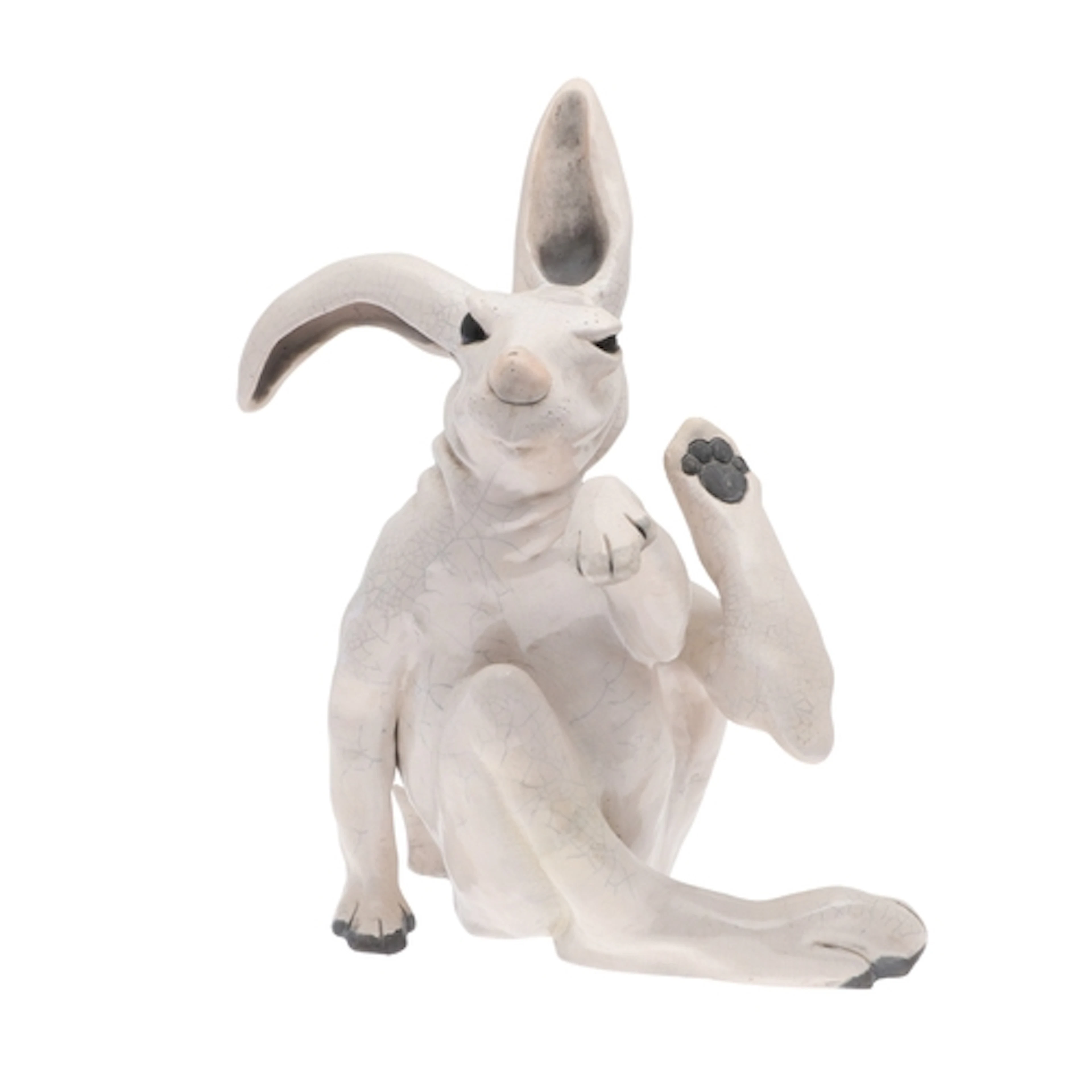 JOHN HINE. LARGE RAKU STUDIO POTTERY FIGURE OF A HARE. A lar...