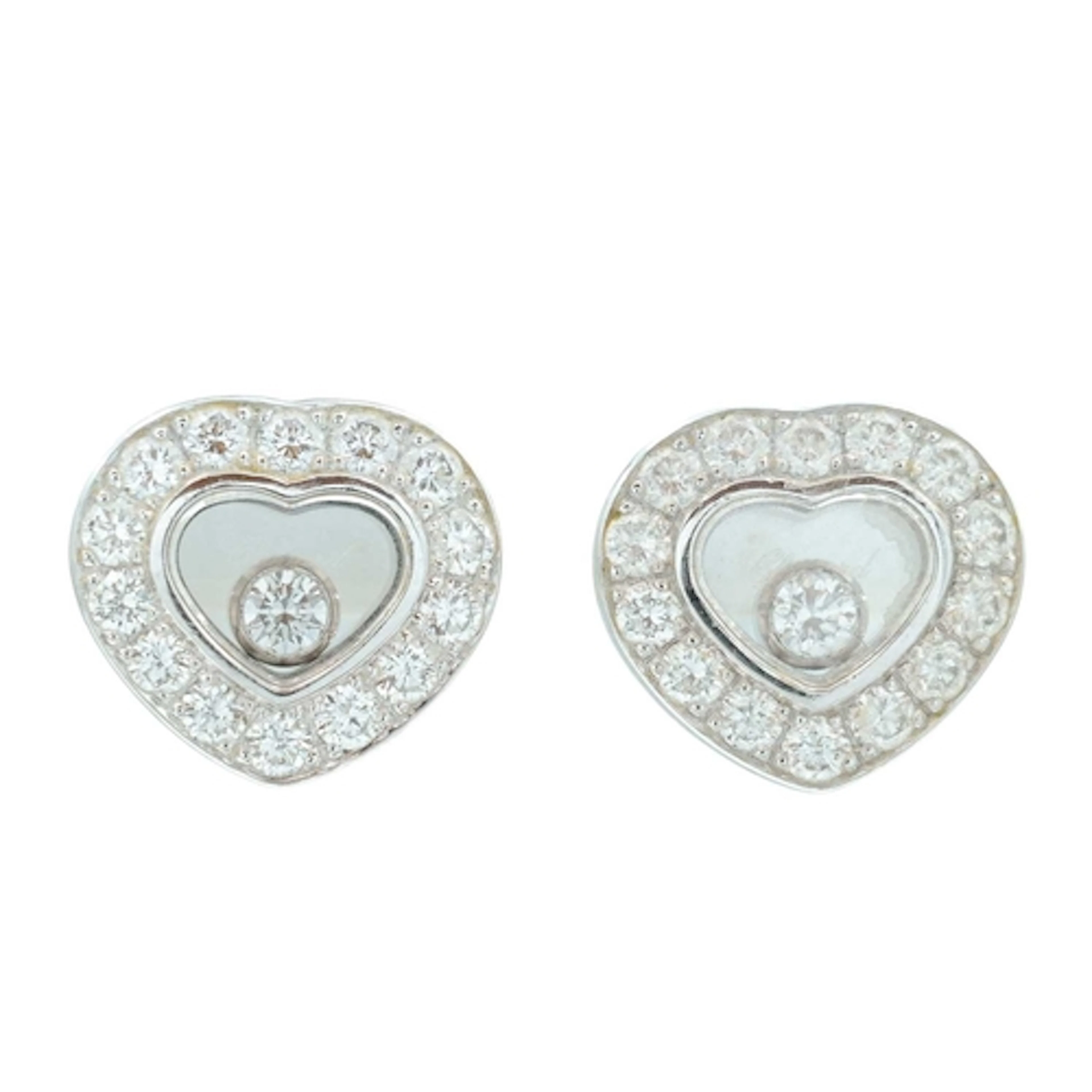CHOPARD - A pair of Happy Diamonds 18k white gold earrings. ...