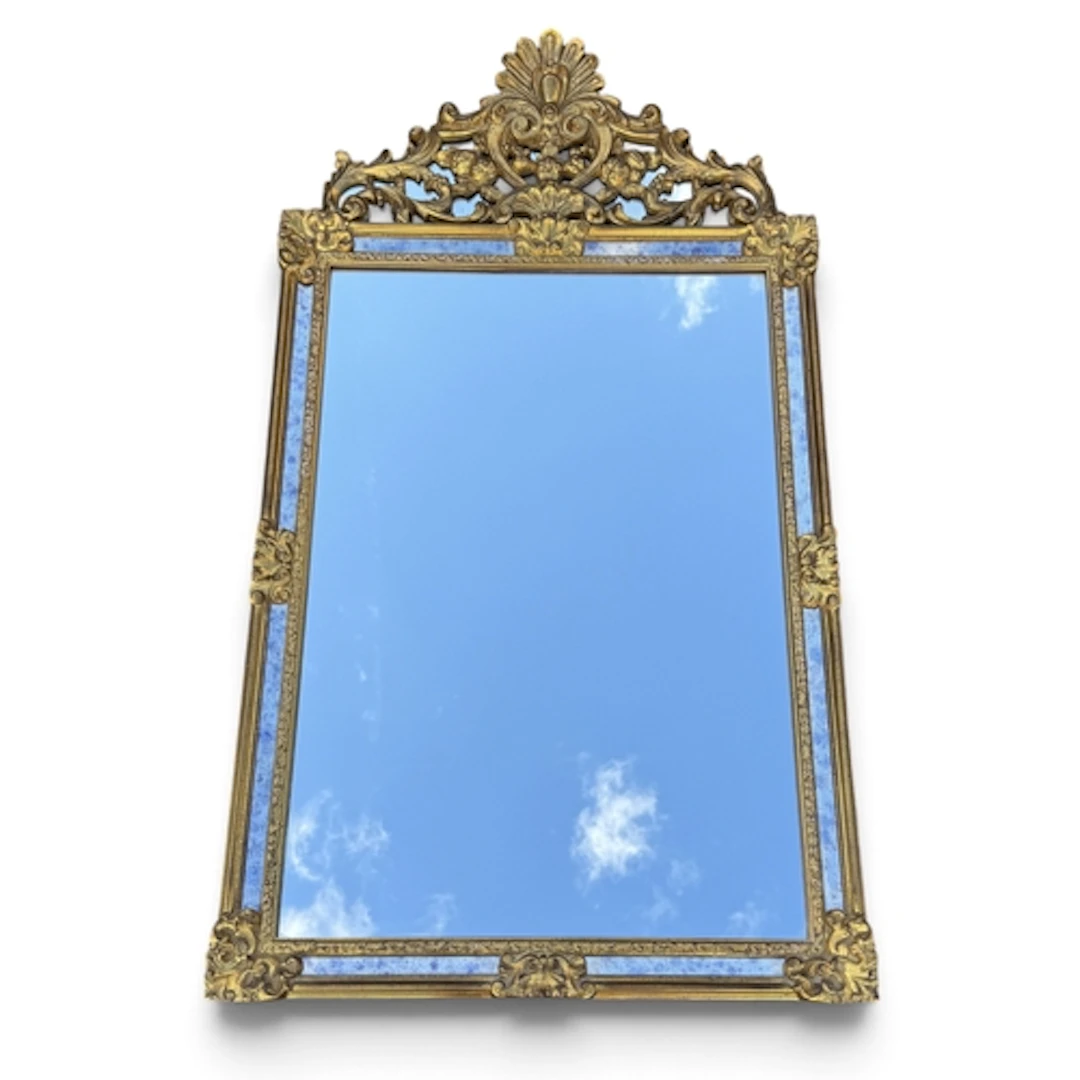 A REPRODUCTION GILTWOOD FRAME MARGINAL WALL MIRROR, IN 18TH ...
