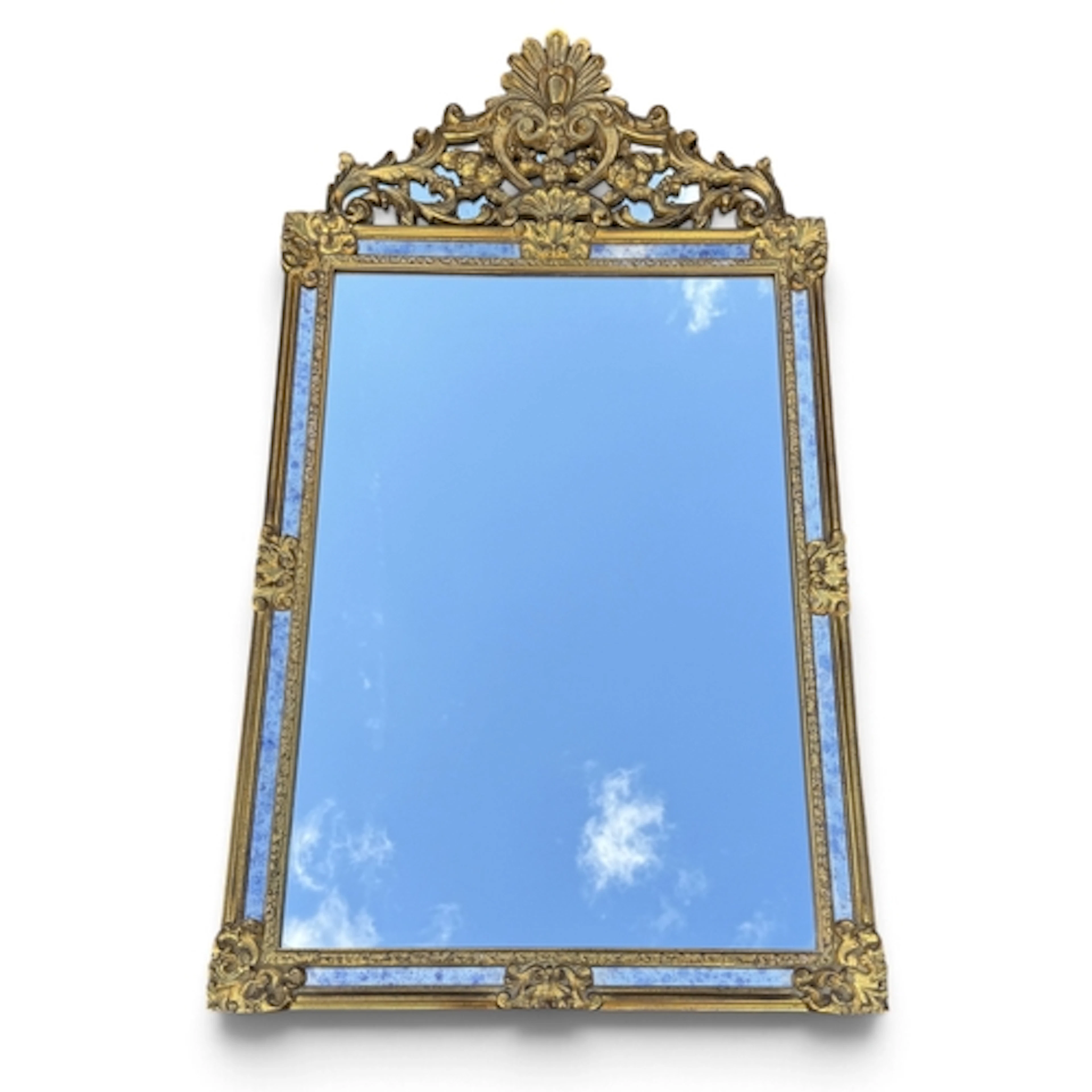 A REPRODUCTION GILTWOOD FRAME MARGINAL WALL MIRROR, IN 18TH ...
