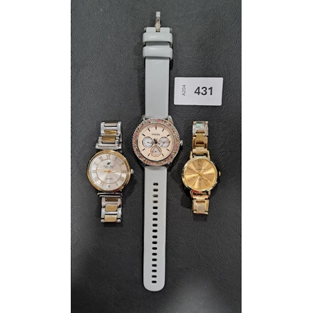 THREE WRISTWATCHES comprising Fossil, Beverly Hills Polo Clu...