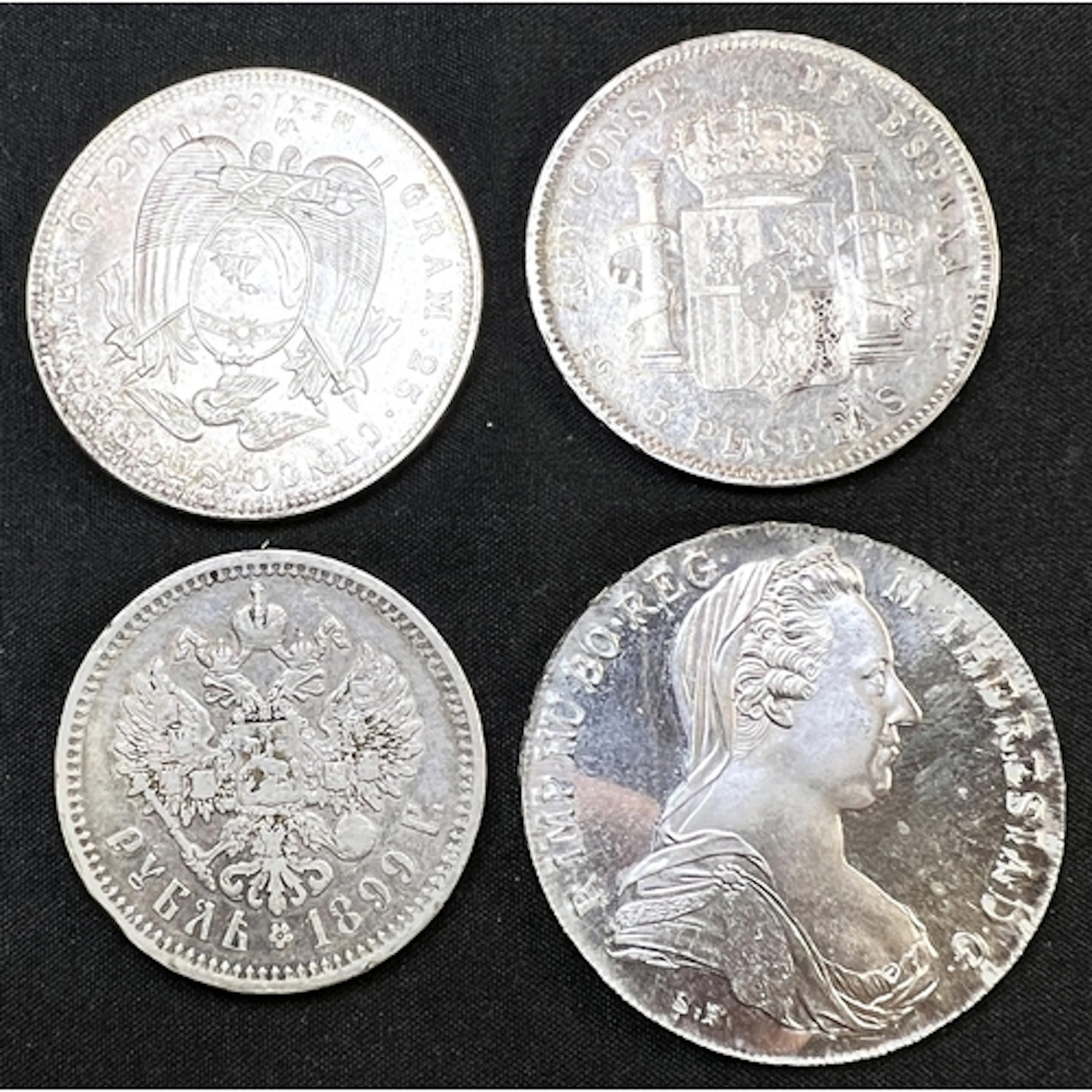 A Maria Theresa silver silver Thaler 1780, an 1898 silver 5 ...