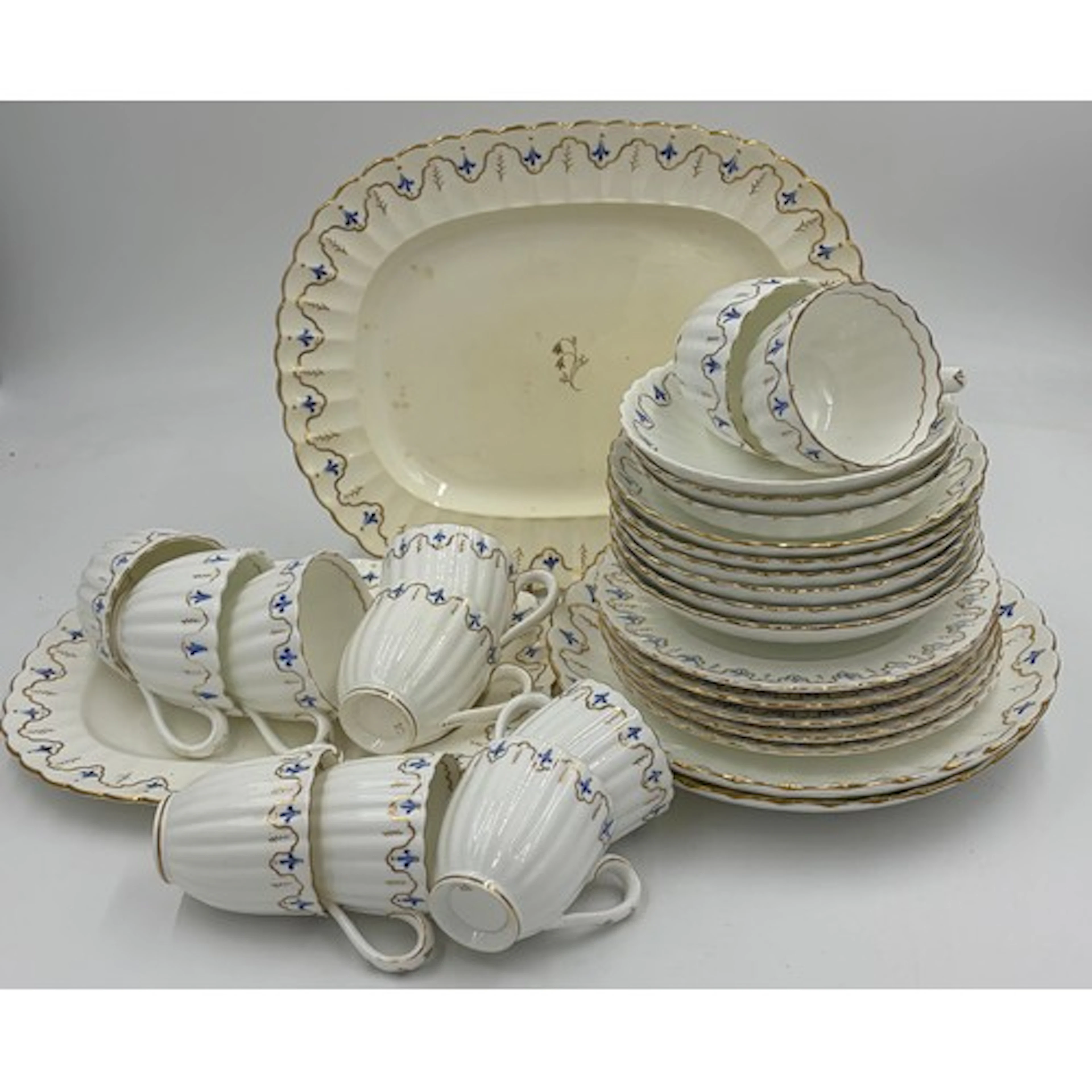 Late 18thC part tea and coffee service, of reeded form with ...