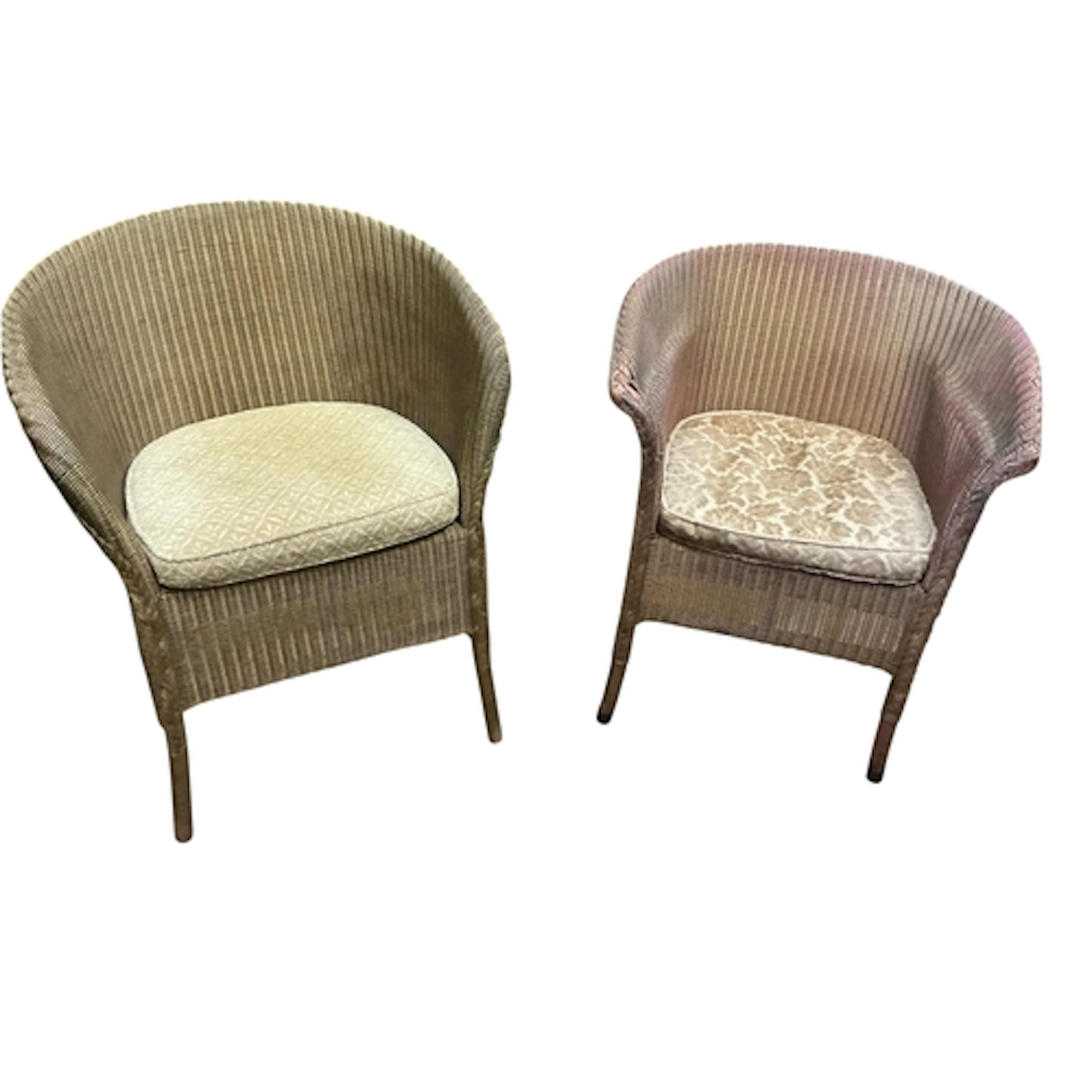 Two Lloyd loom chairs, larger width 64cm, depth 50cm, height...