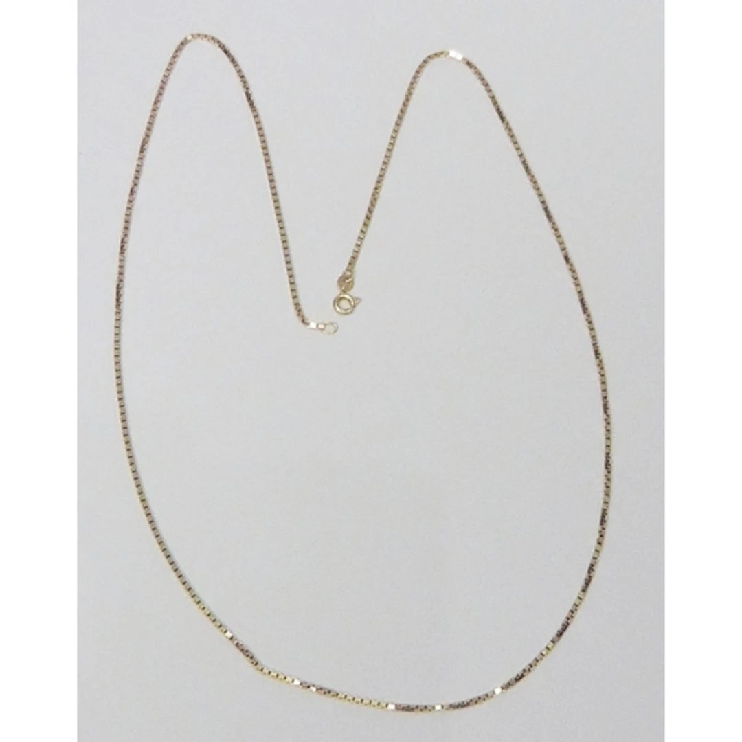 A box link chain necklace, yellow metal marked 750. 596mm l...