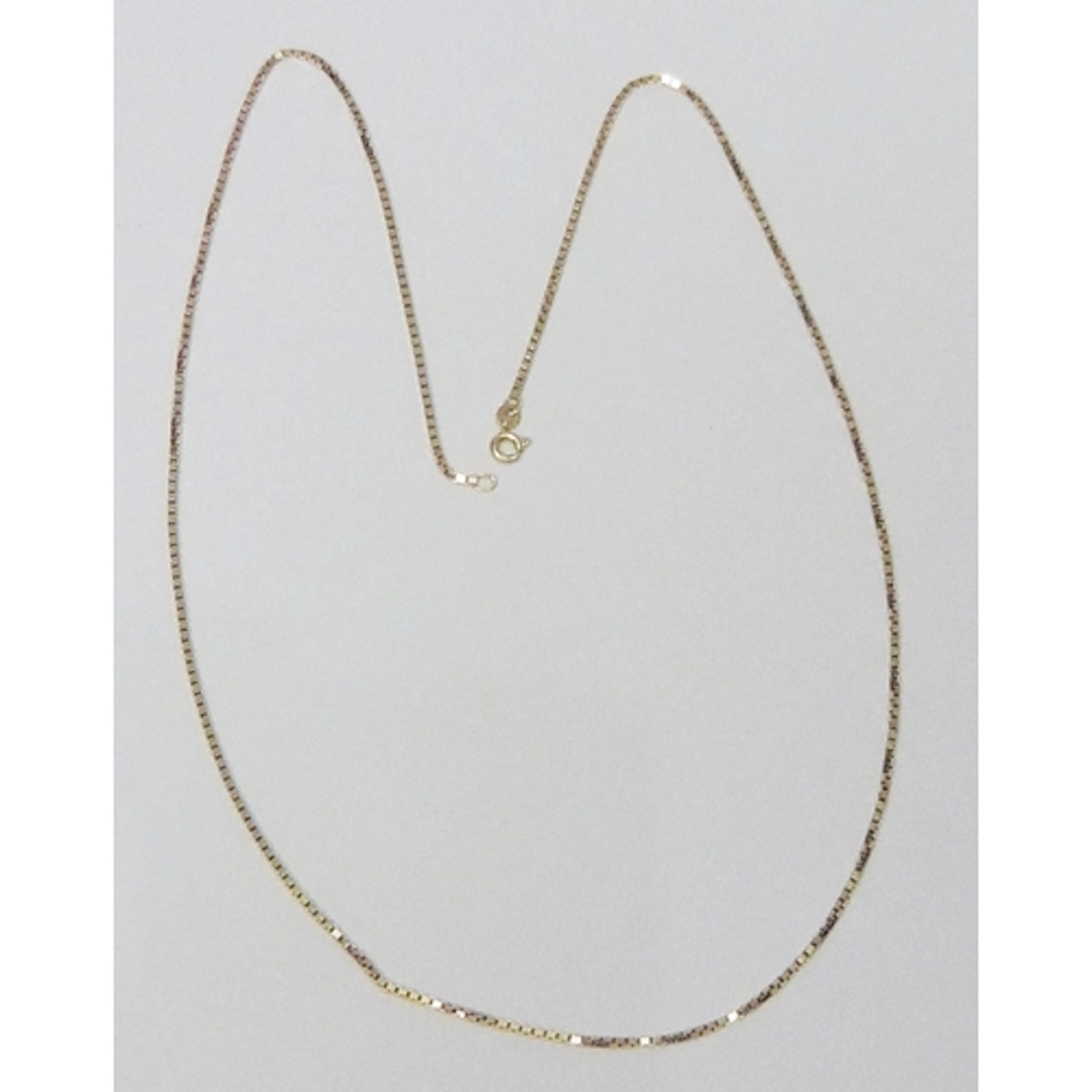 A box link chain necklace, yellow metal marked 750. 596mm l...
