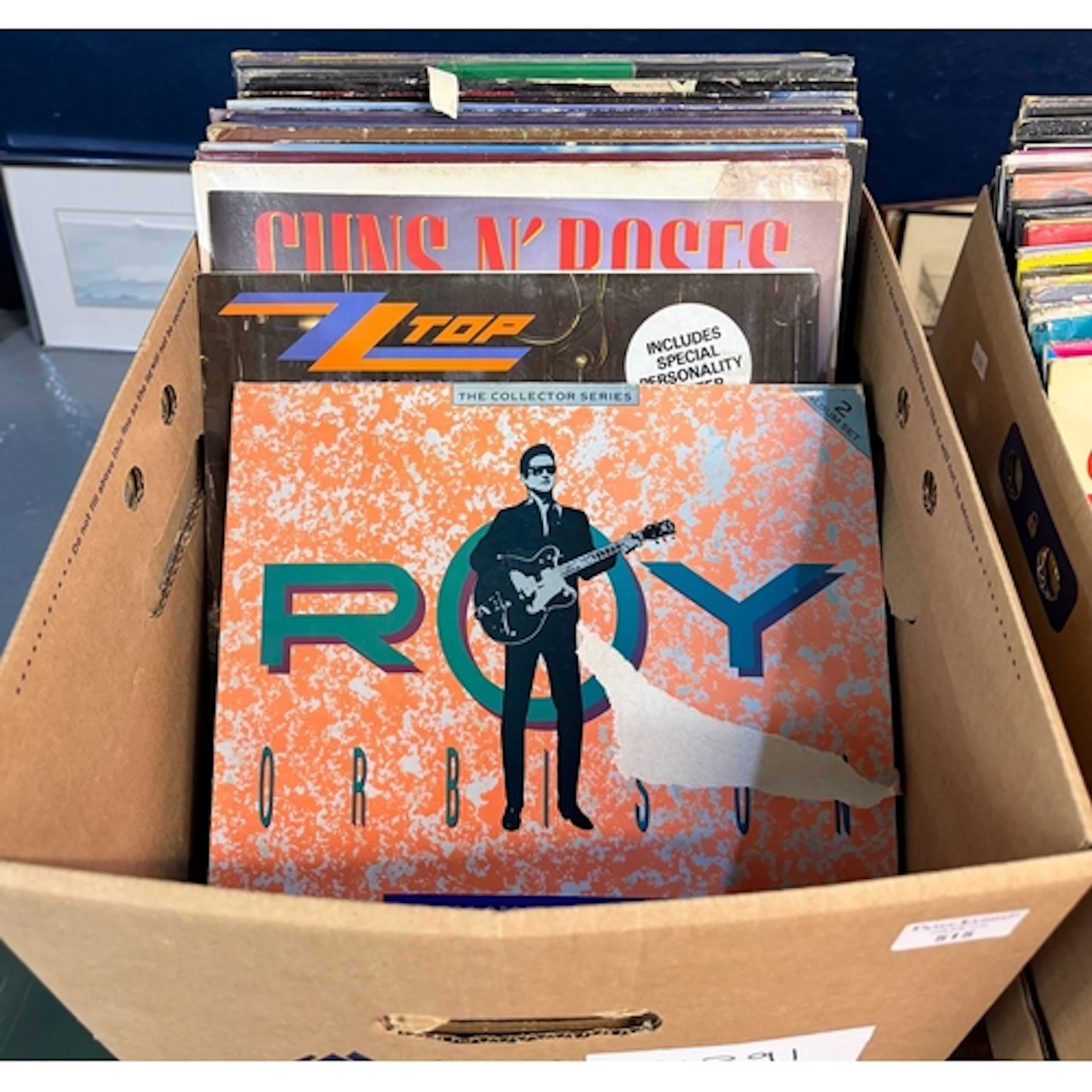 Carton of vinyl LP records to include: Roy Orbison, ZZ Top, ...