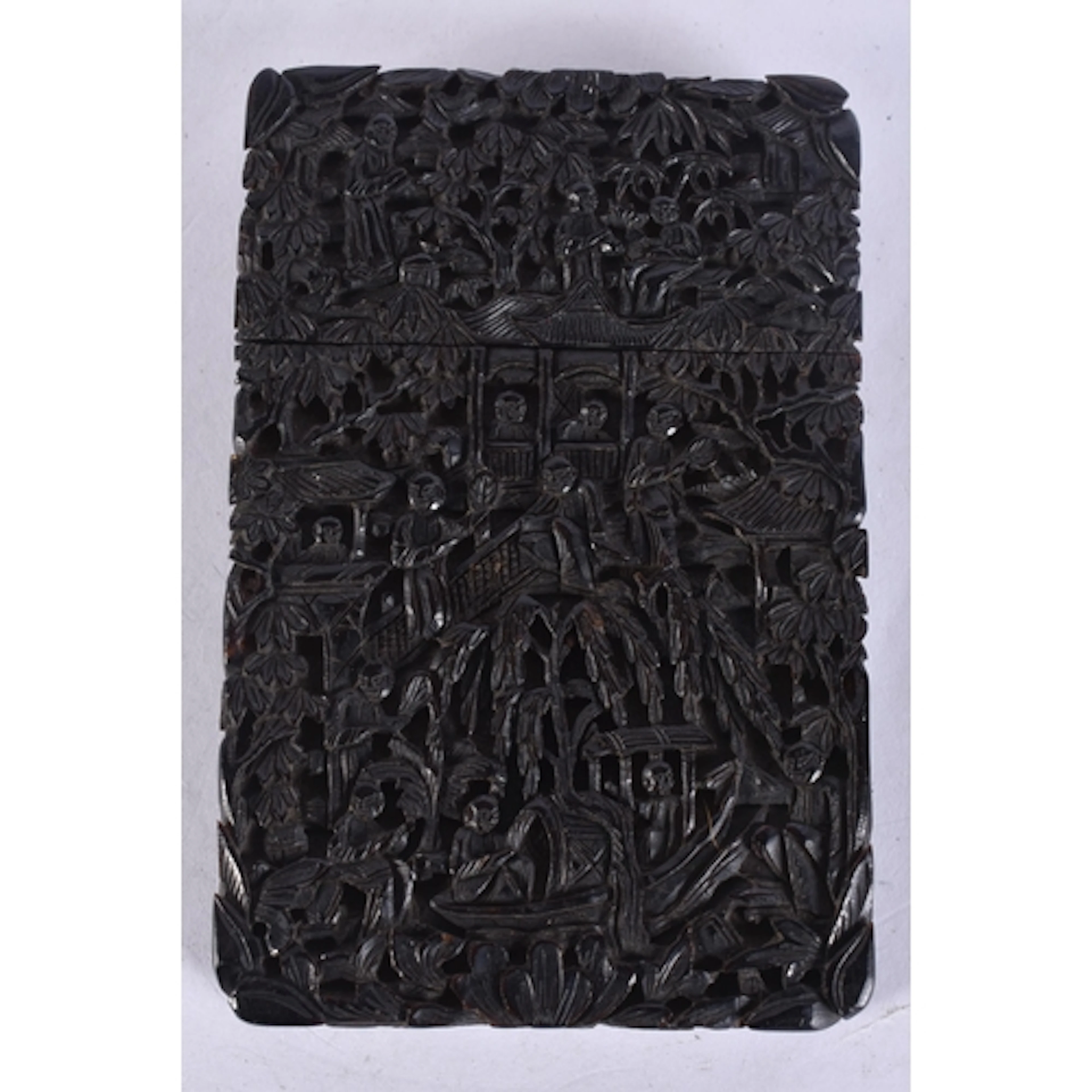 Hand Carved Antique Chinese East Asian Business Card Case To...
