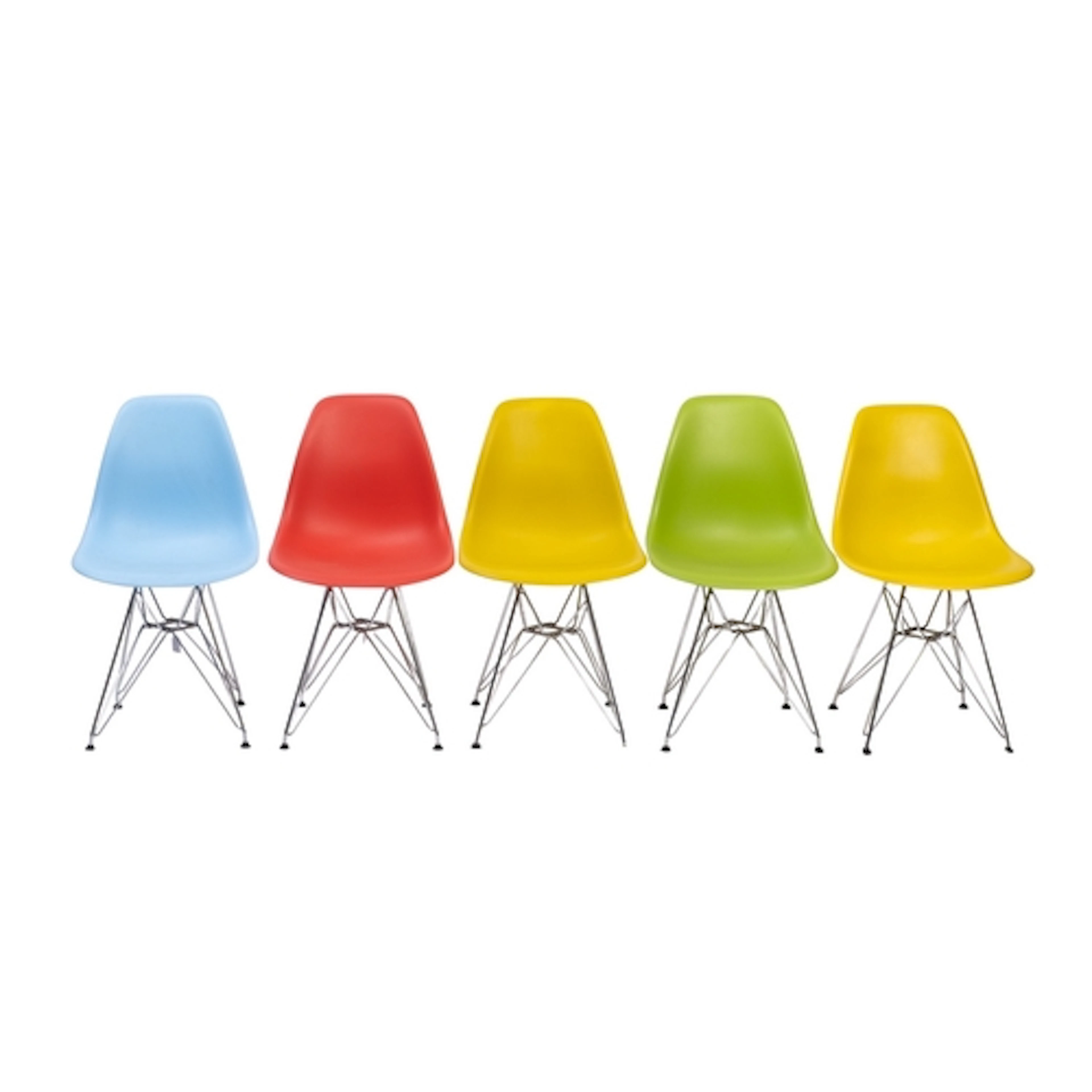A group of seven Vitra Eames DSR metal and plastic chairs, m...