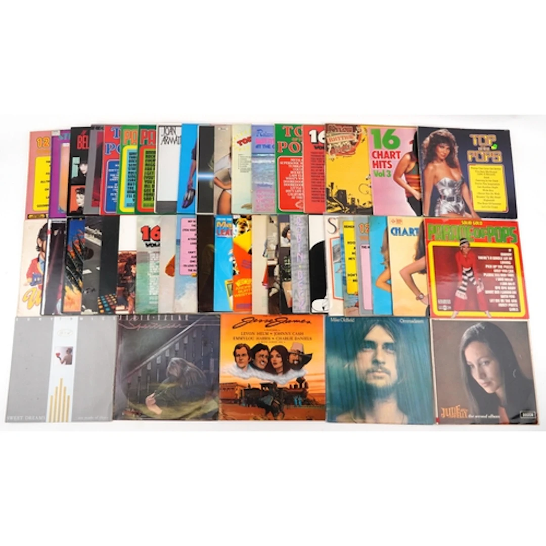 Collection of vinyl LP records including Soundtrack of Satur...