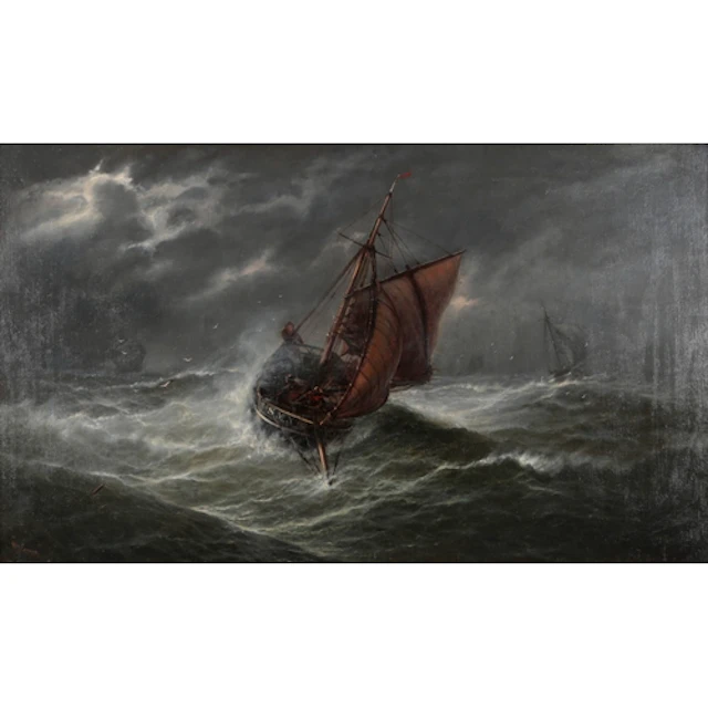 Isaac Walter Jenner (1836-1902) 'Battling the Storm' signed...