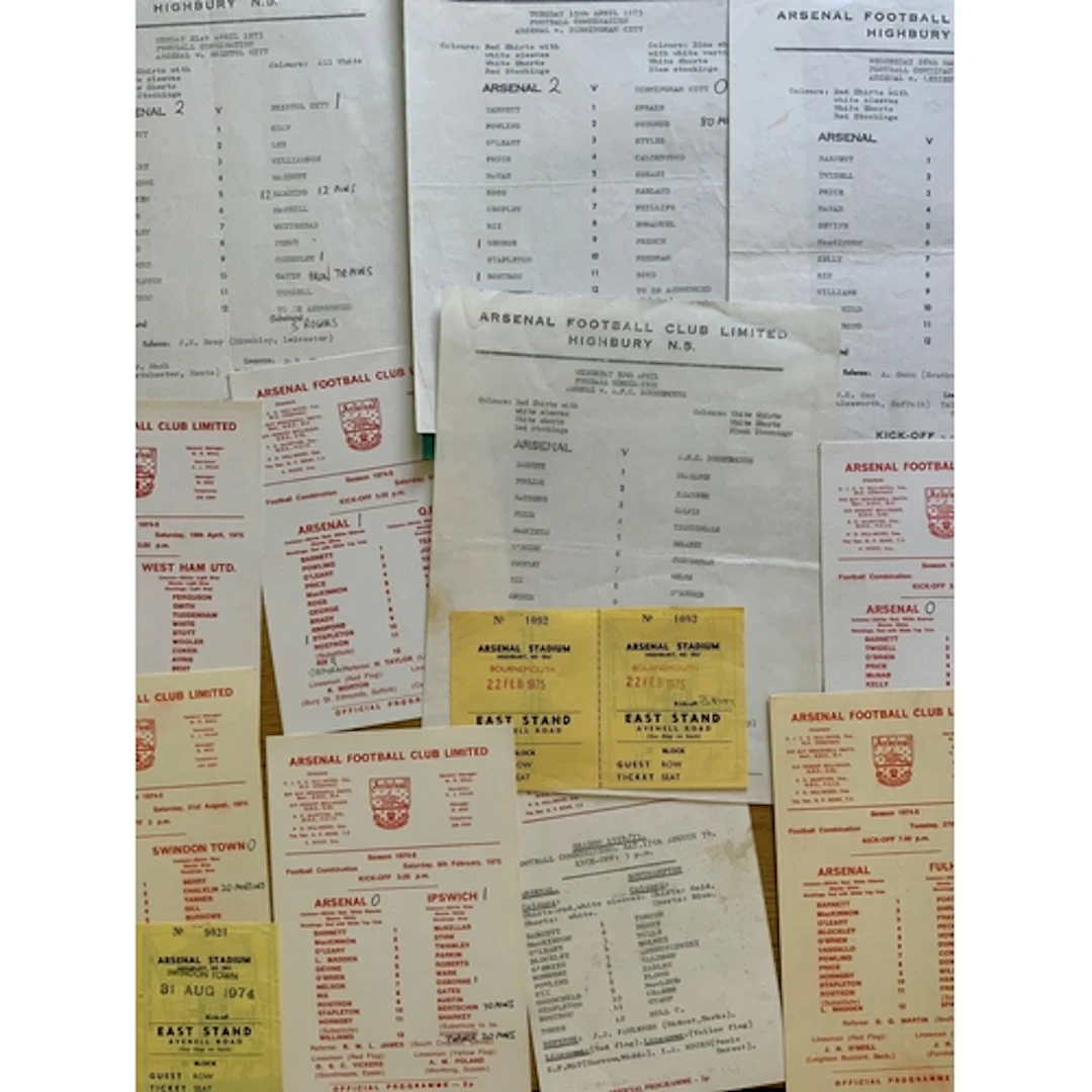 74/75 Arsenal Reserve + Youth Football Programmes: Single ca...