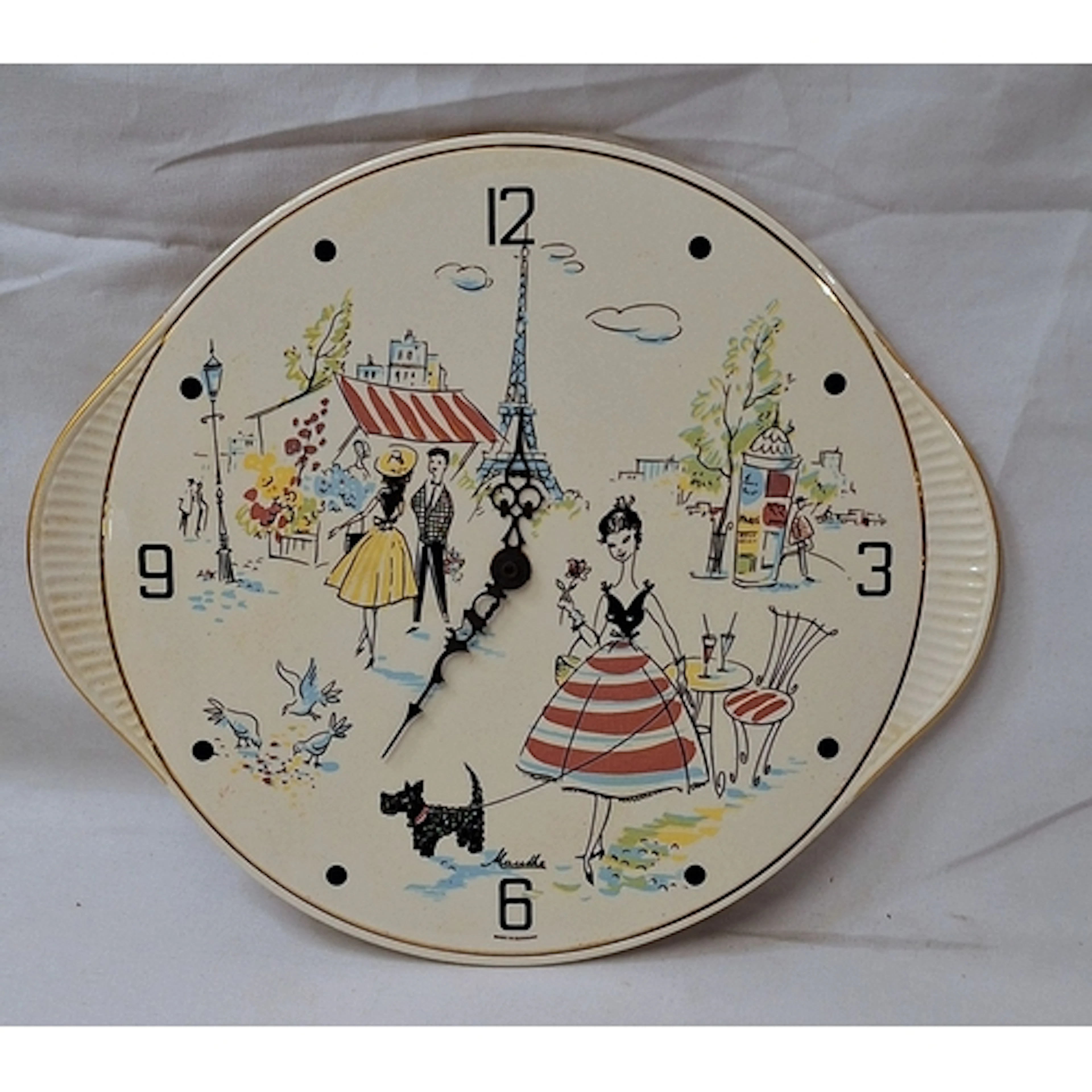 German Ceramic Dial Wall Clock with part Arabic markers deco...