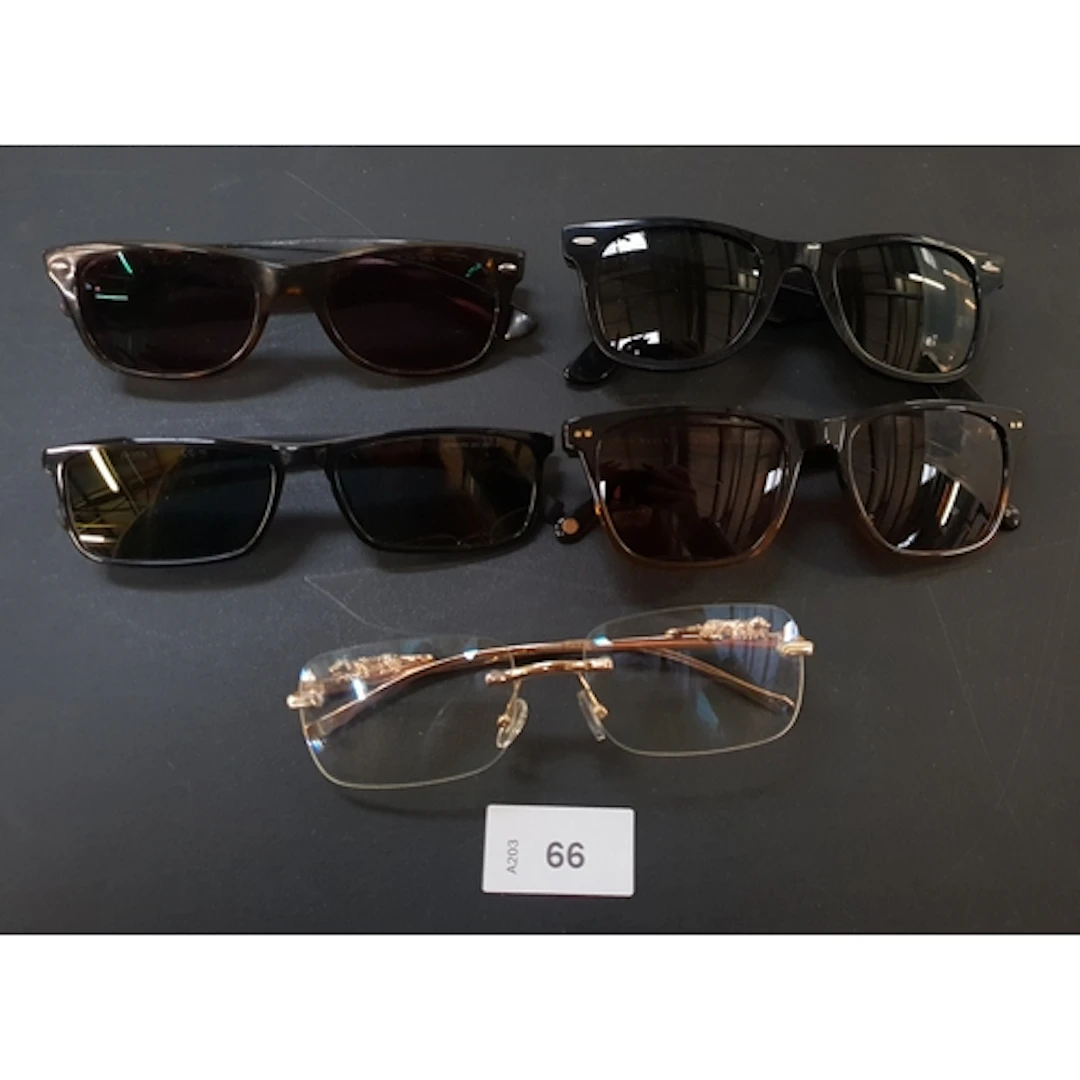 FIVE PAIRS OF PRESCRIPTION GLASSES INC. RAY BAN, TED BAKER T...