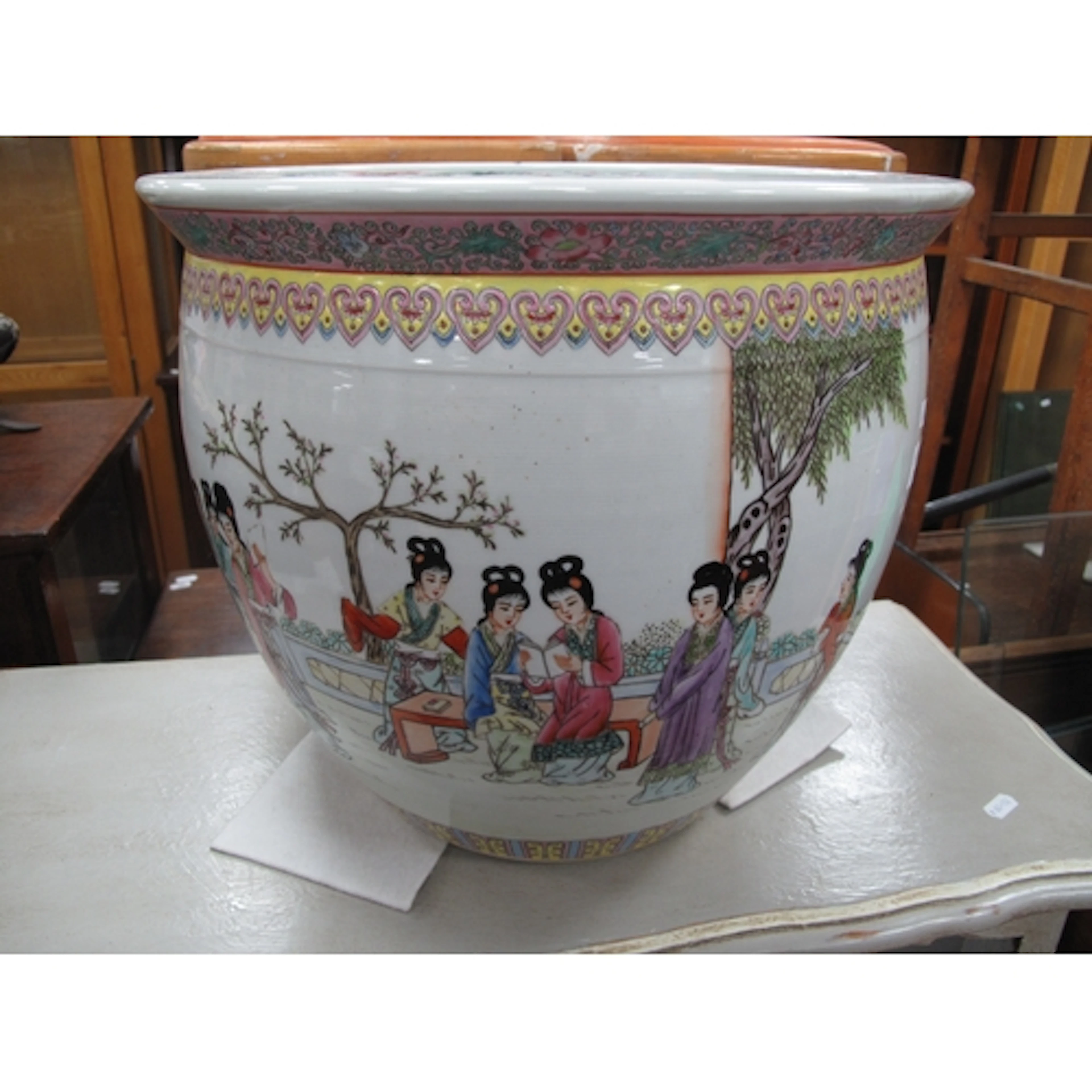 A Large Chinese Famille Rose Porcelain Fish Bowl, decorated ...