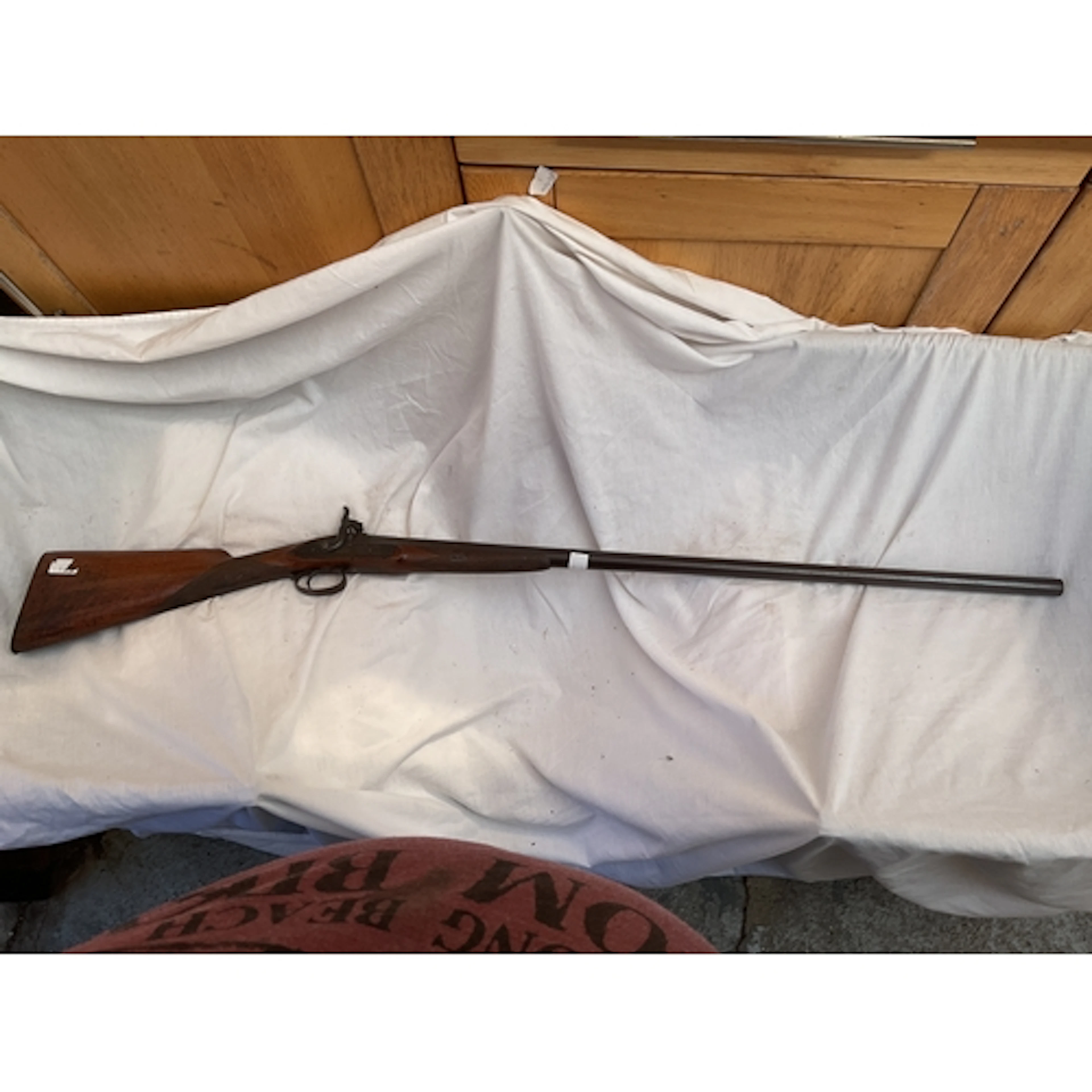 Percussion shotgun half stocked furniture.