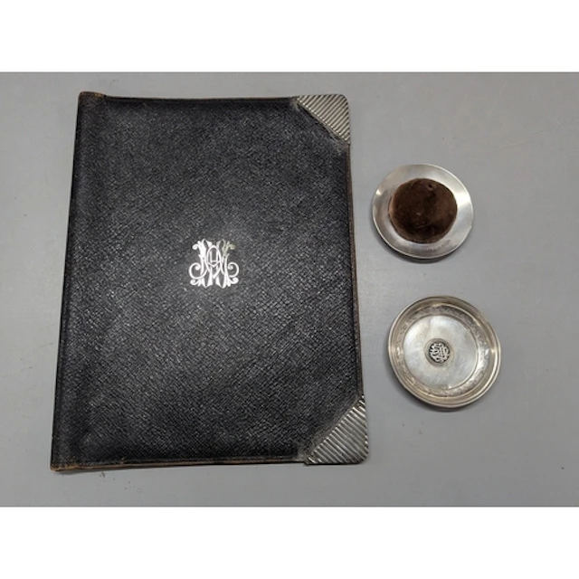 Mixed silver to include a silver document folder mounted wit...