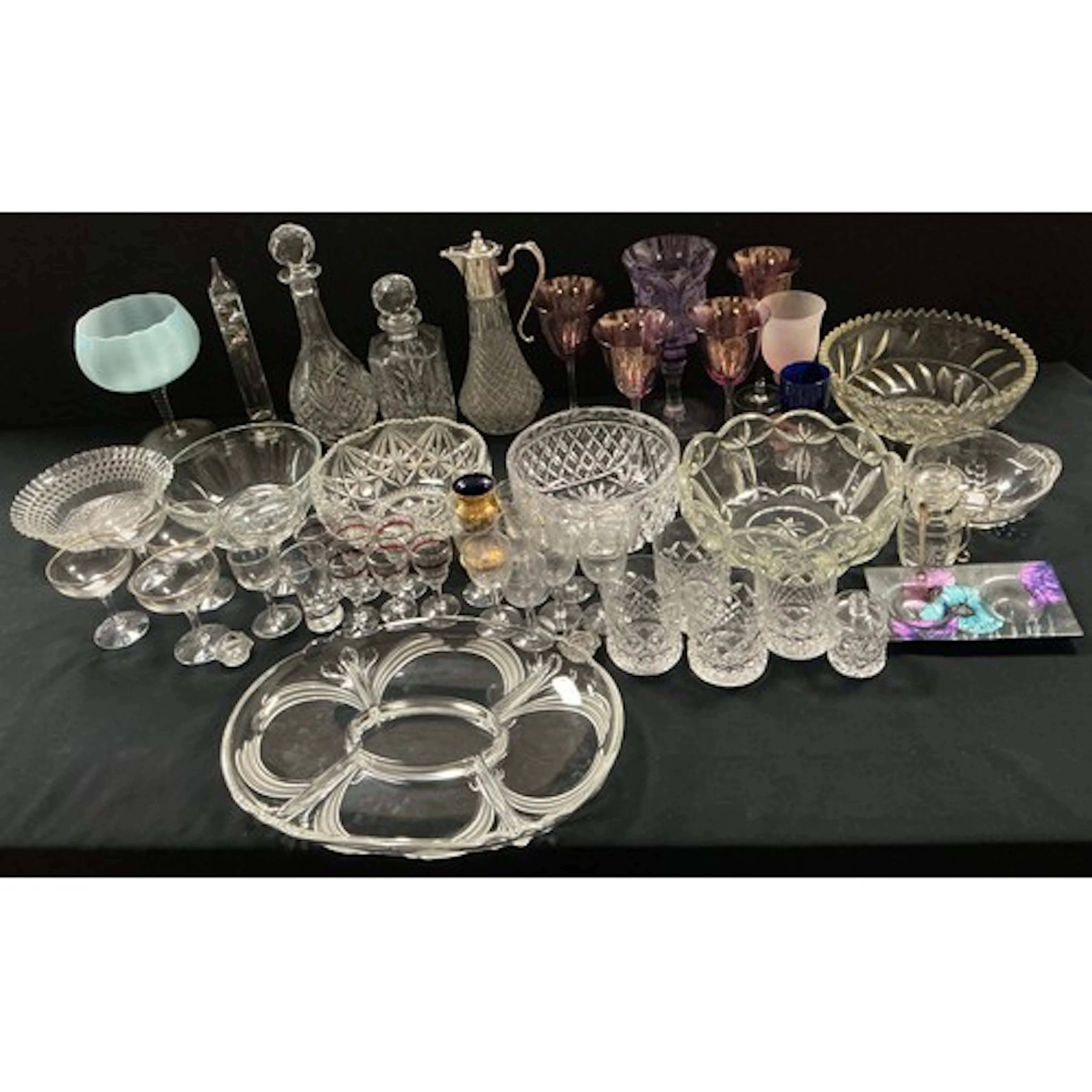 Glassware - a Walther glas relish tray with five compartment...