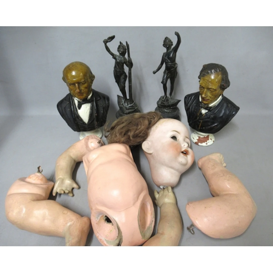 German bisque headed doll (for restoration), a pair of spelt...
