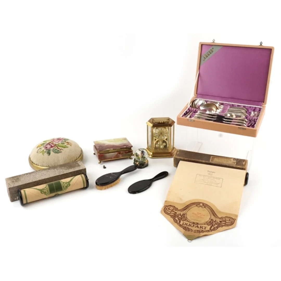 Sundry items including canteen of silver plated cutlery, ony...