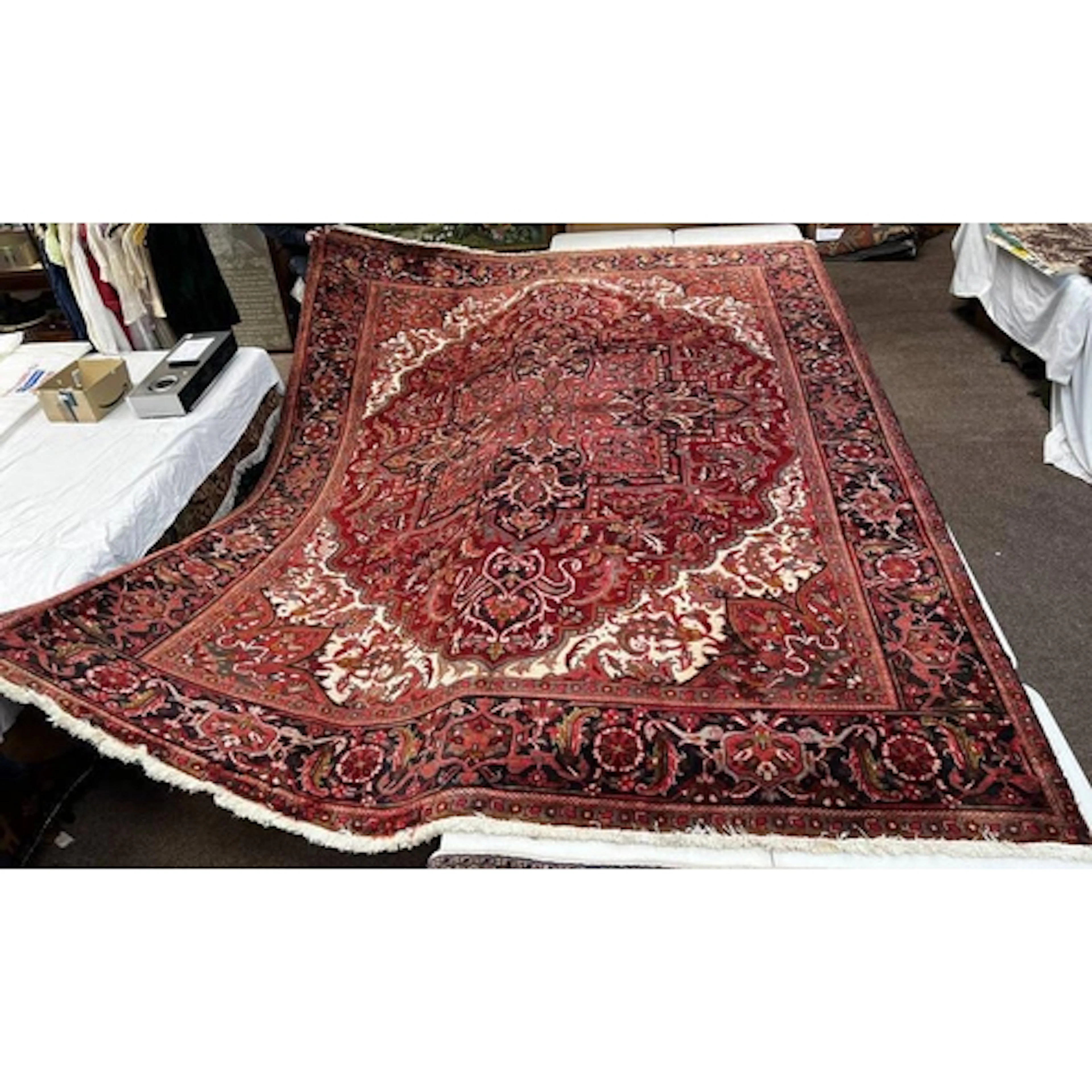 RICH GROUND HEAVY PILE HAND WOVEN PERSIAN HERIZ CARPET FROM ...