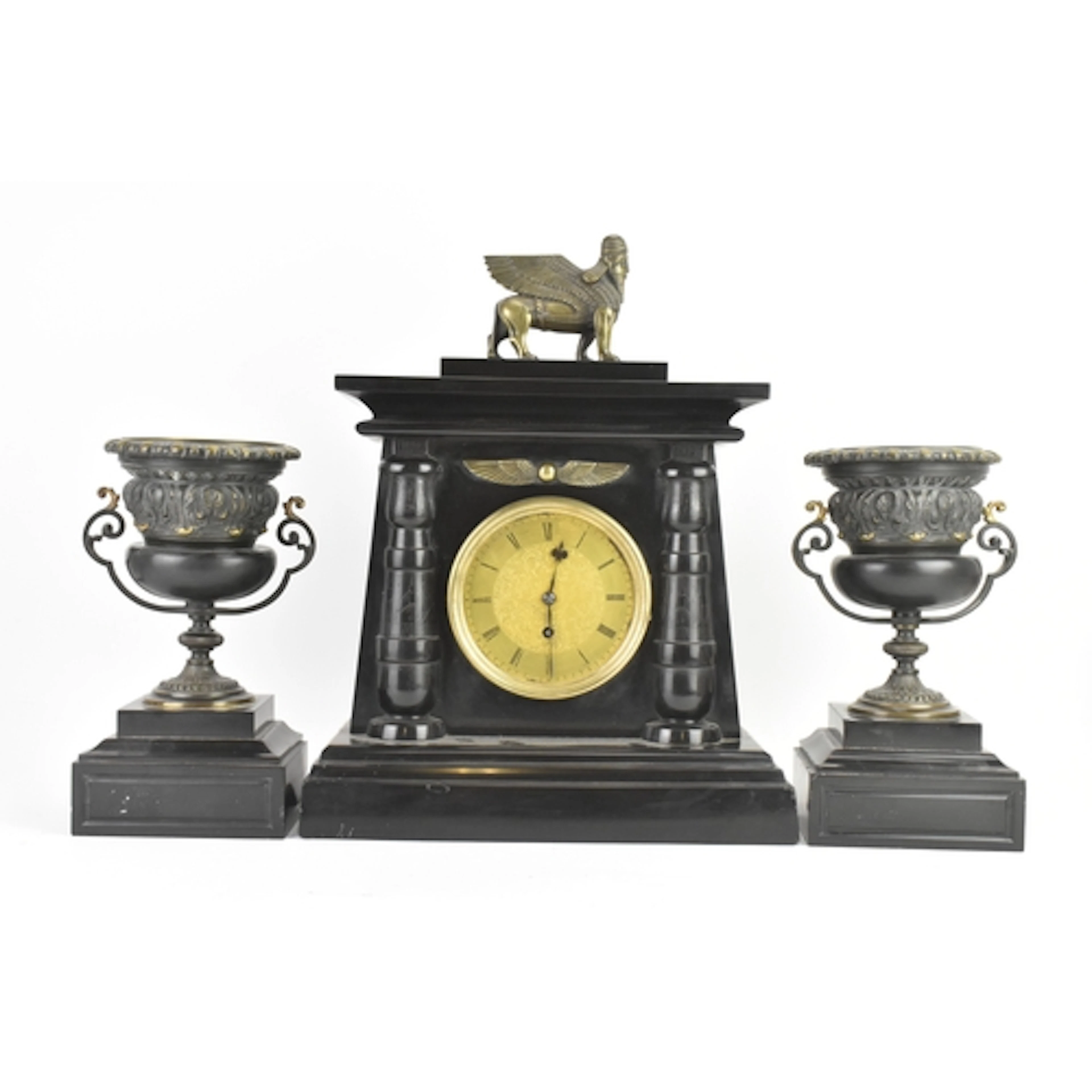 A mid 19th century Barraud & Lund Egyptian Revival black mar...