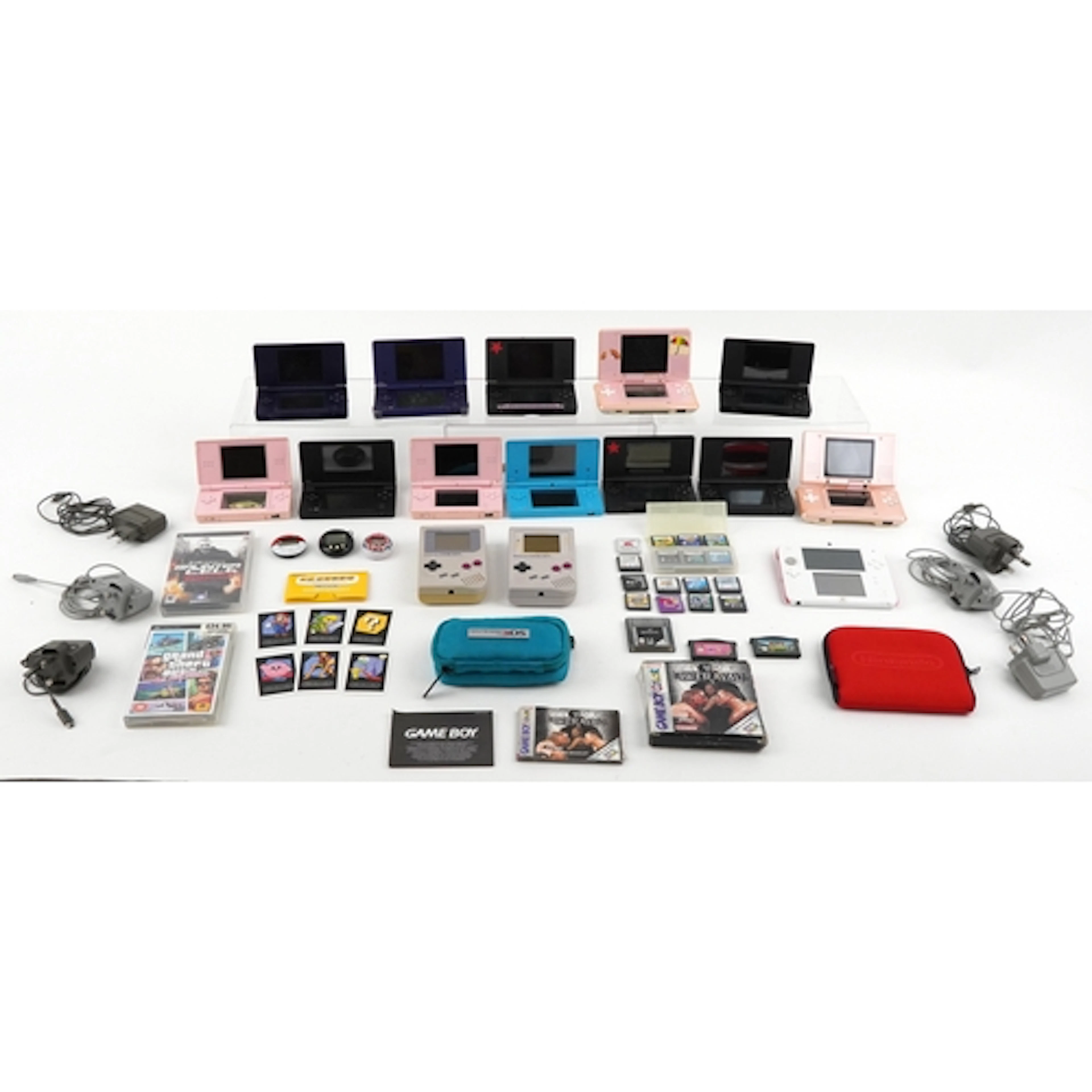 Vintage and later hand held games consoles with games and ac...
