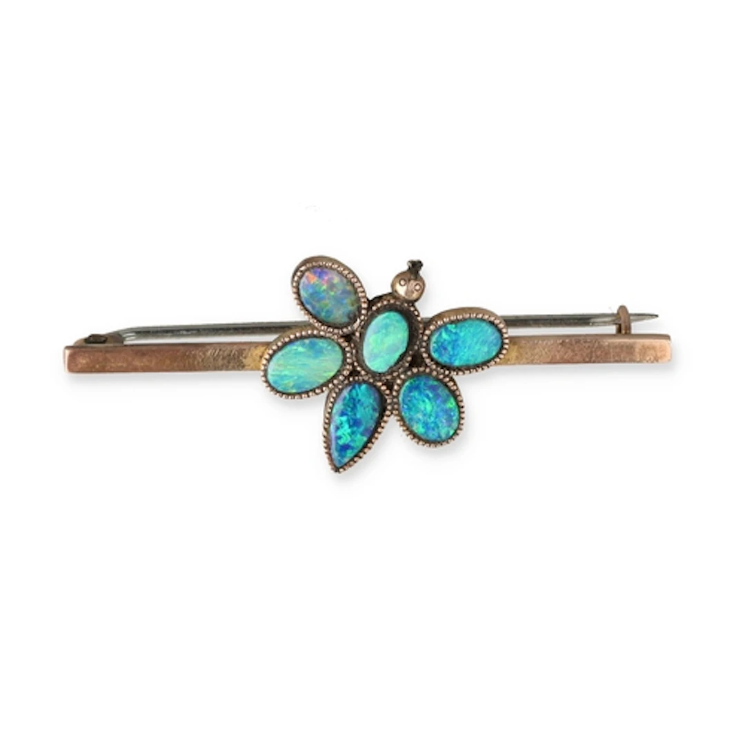 AN ANTIQUE GOLD AND OPAL DRAGONFLY BROOCH Weight: 4.8gms In ...