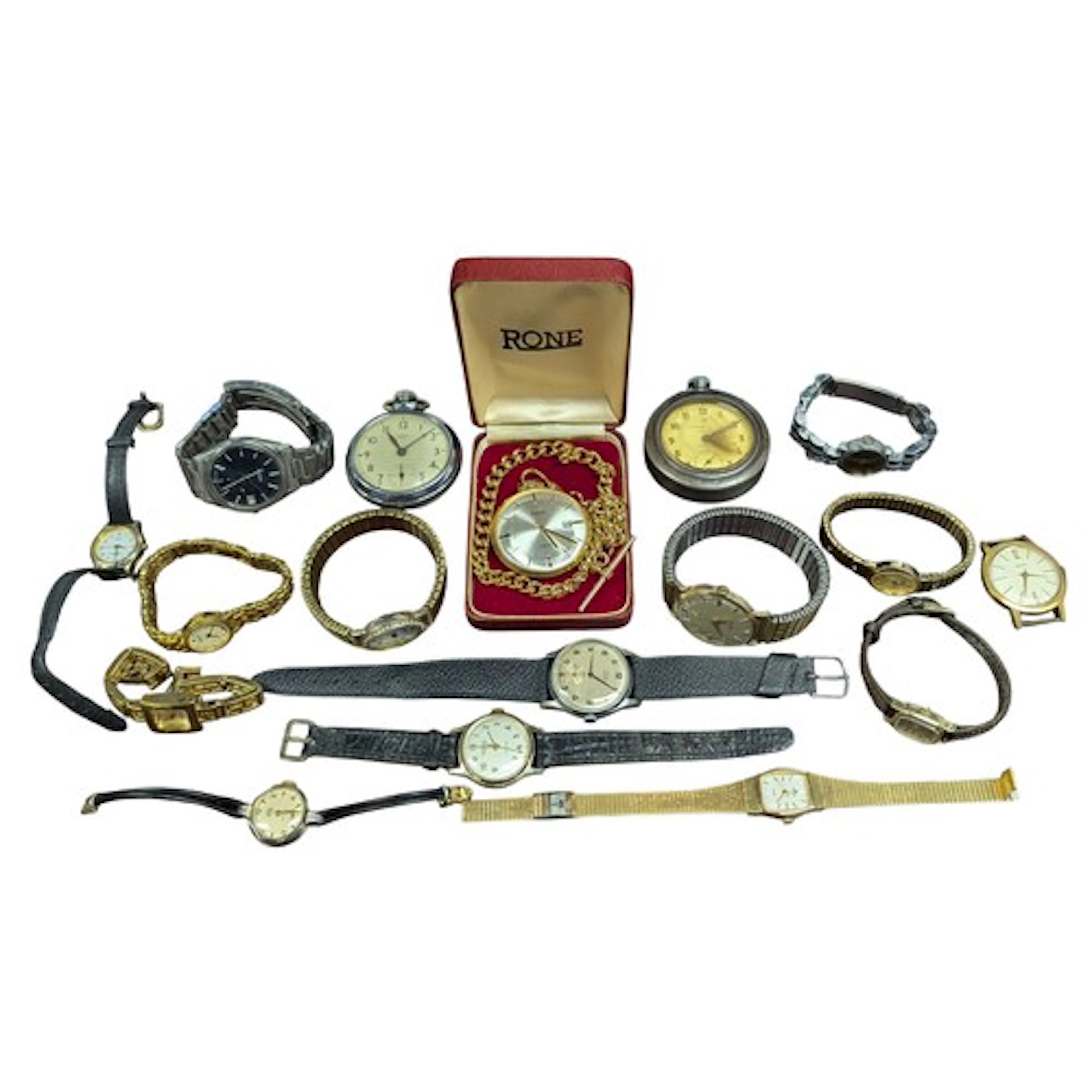 A Rone pocket watch and chain, boxed; assorted lady's and ge...
