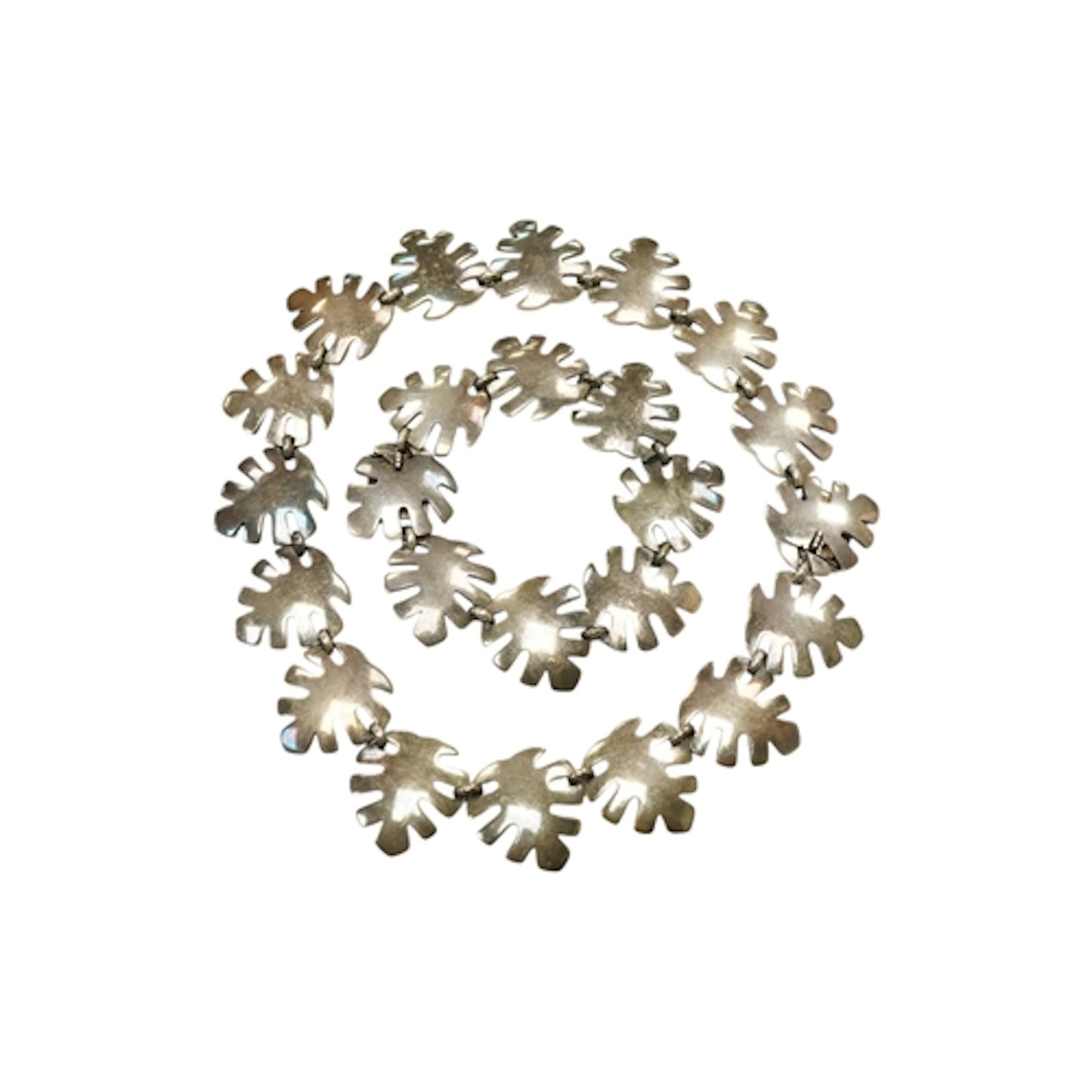 A mid century Danish sterling 925 leaf necklace and matching...