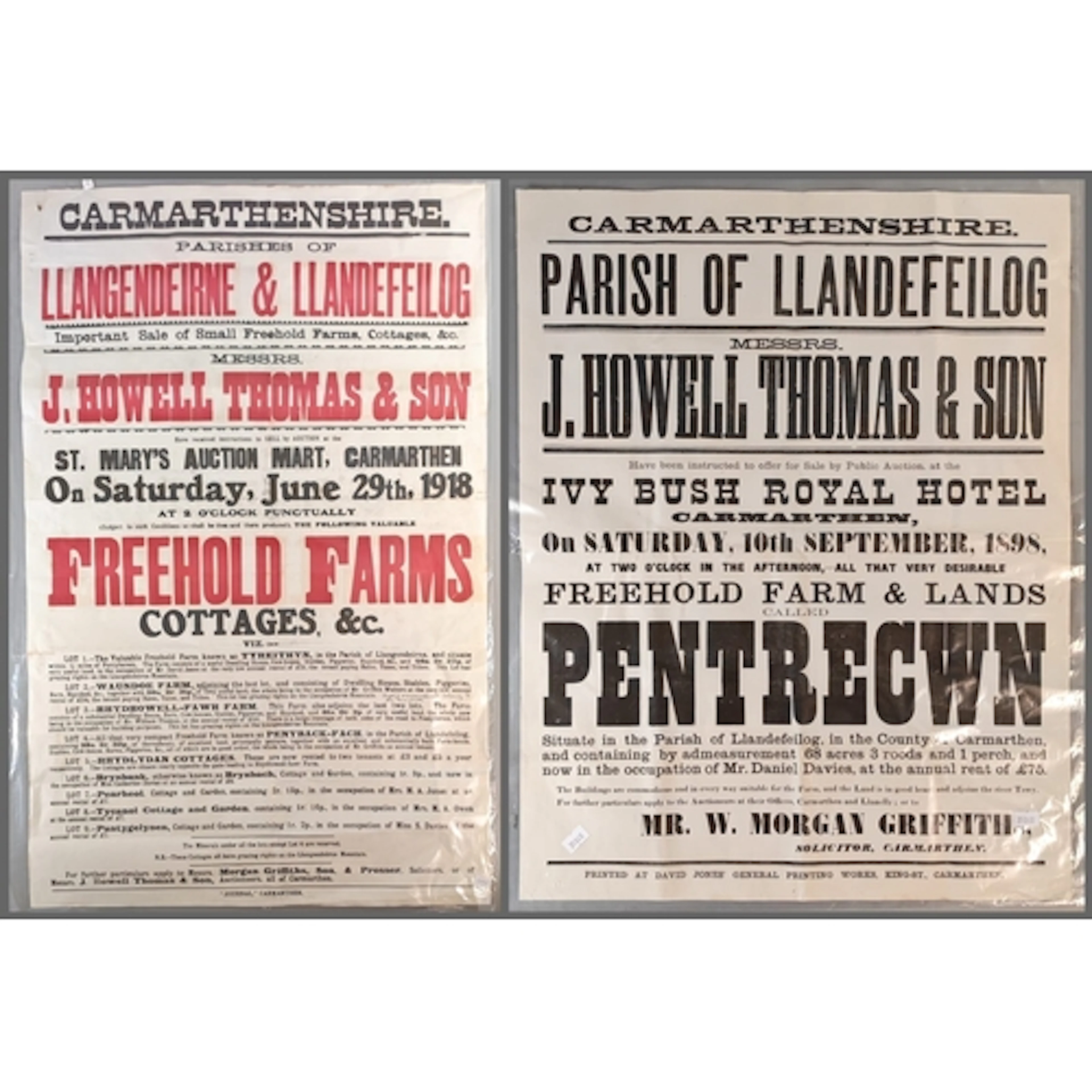 Two local interest Auction Posters, from 1898 and 1918, rela...