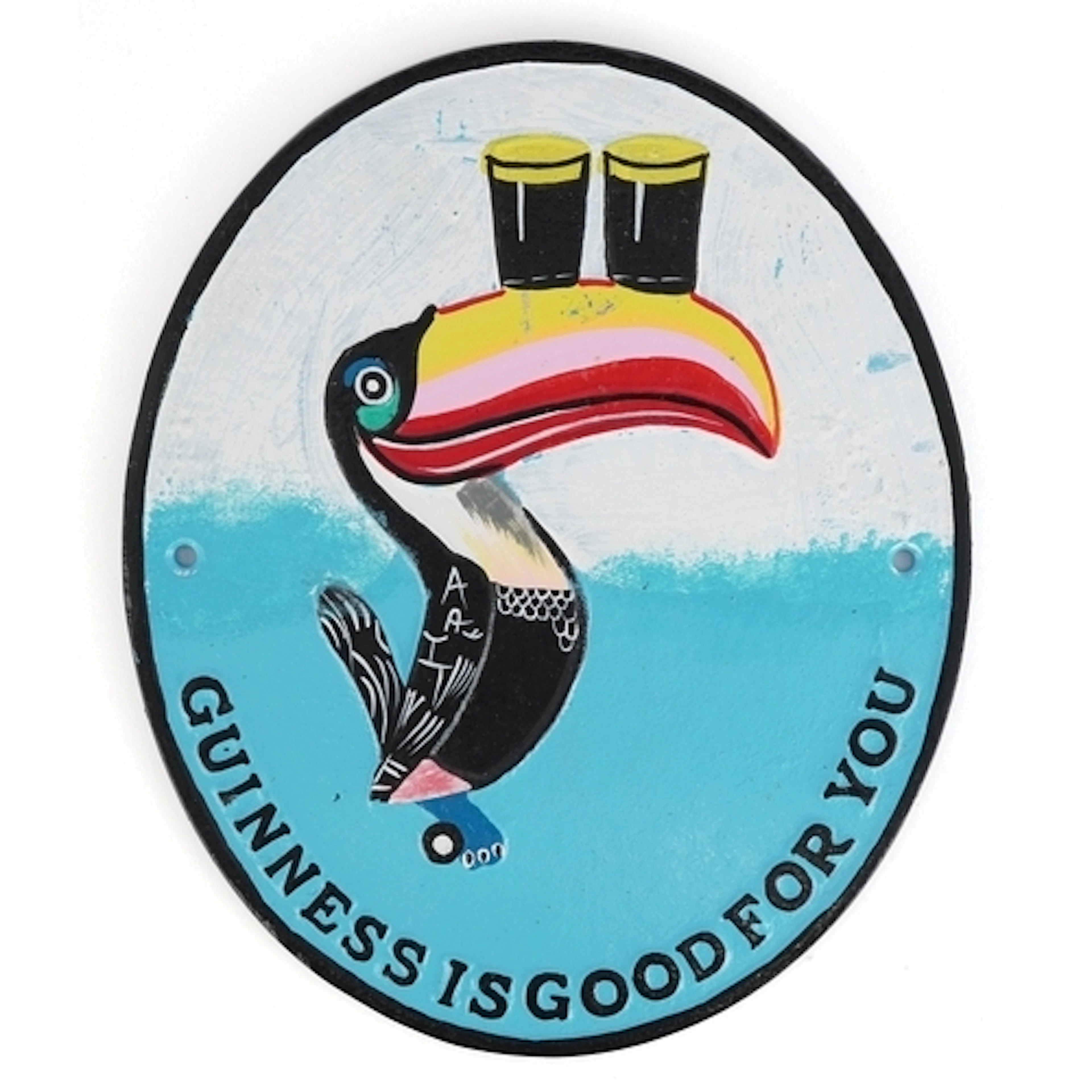 Painted cast iron Guinness design advertising sign - Guinnes...