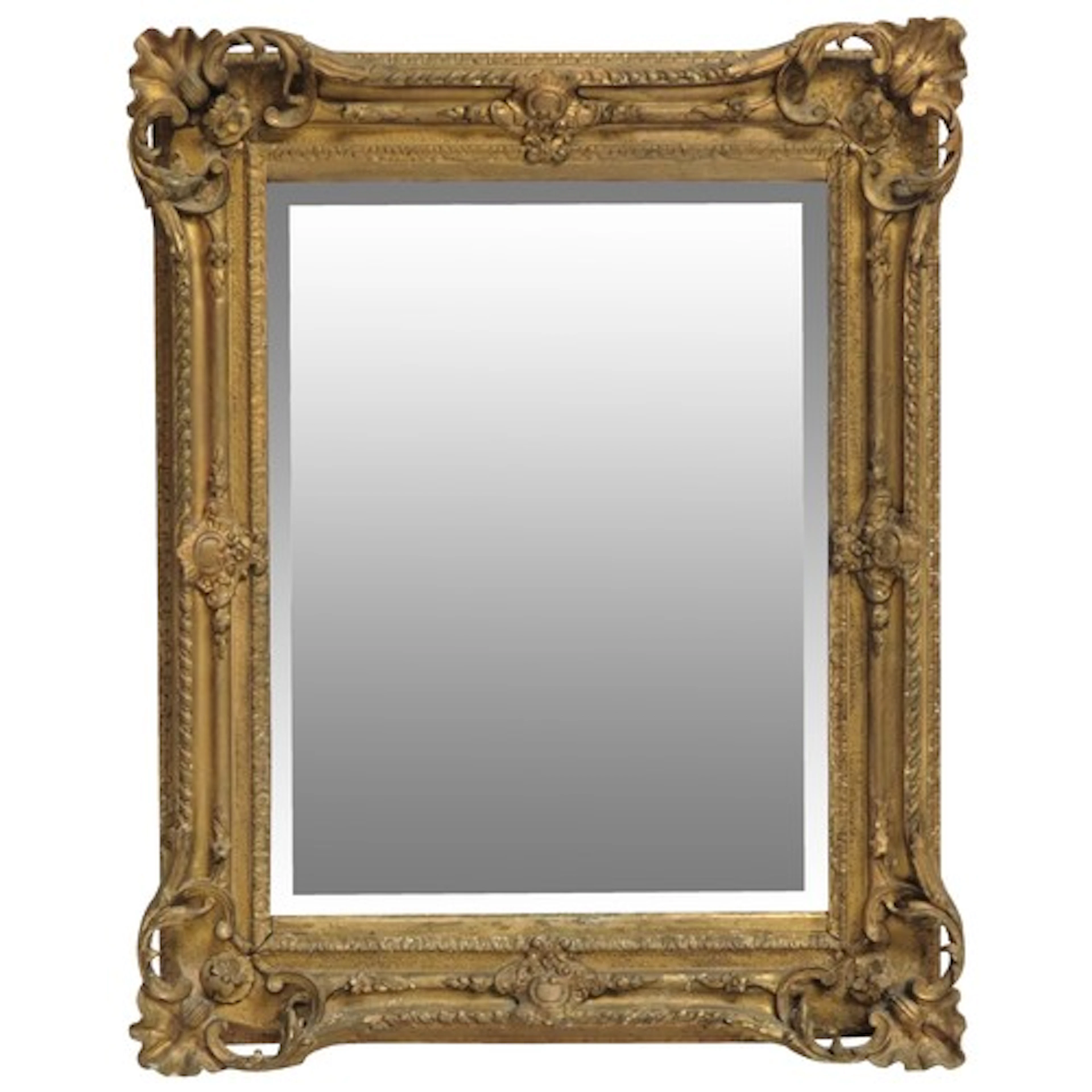 A VINTAGE GILT GESSO PIER MIRROR with rectangular bevelled p...