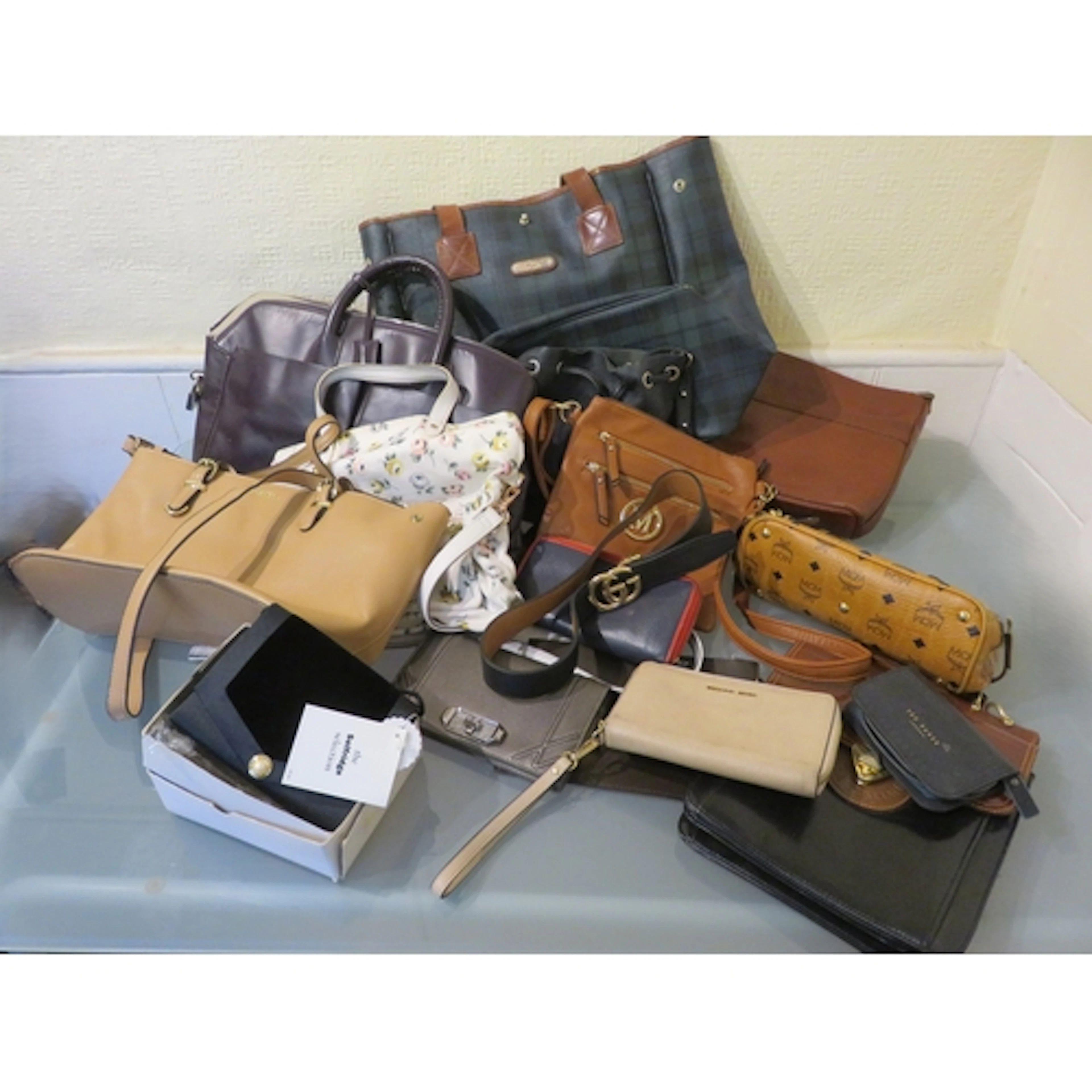 Quantity of ladies handbags and purses, etc.