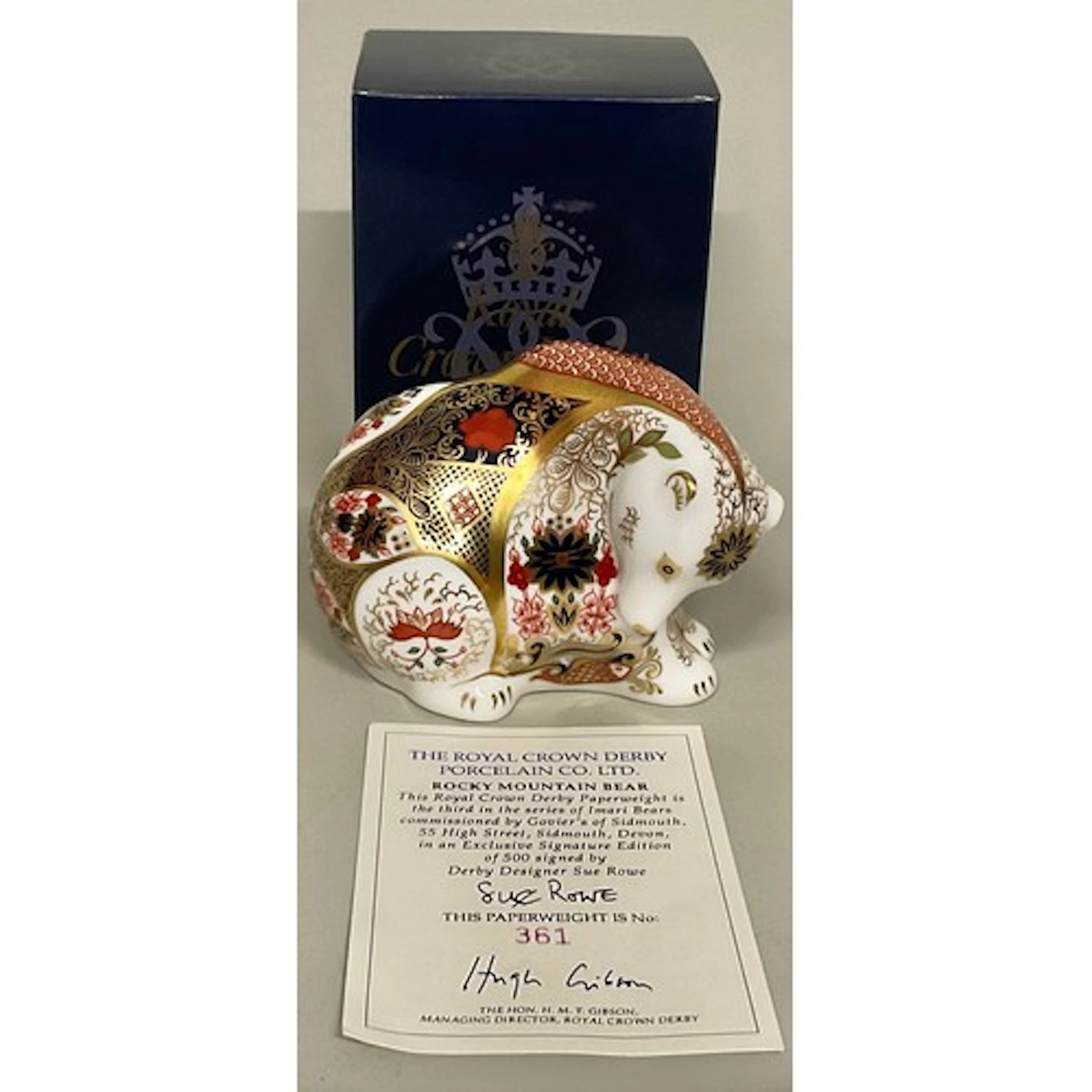 A Royal Crown Derby paperweight, Rocky Mountain Bear, decora...